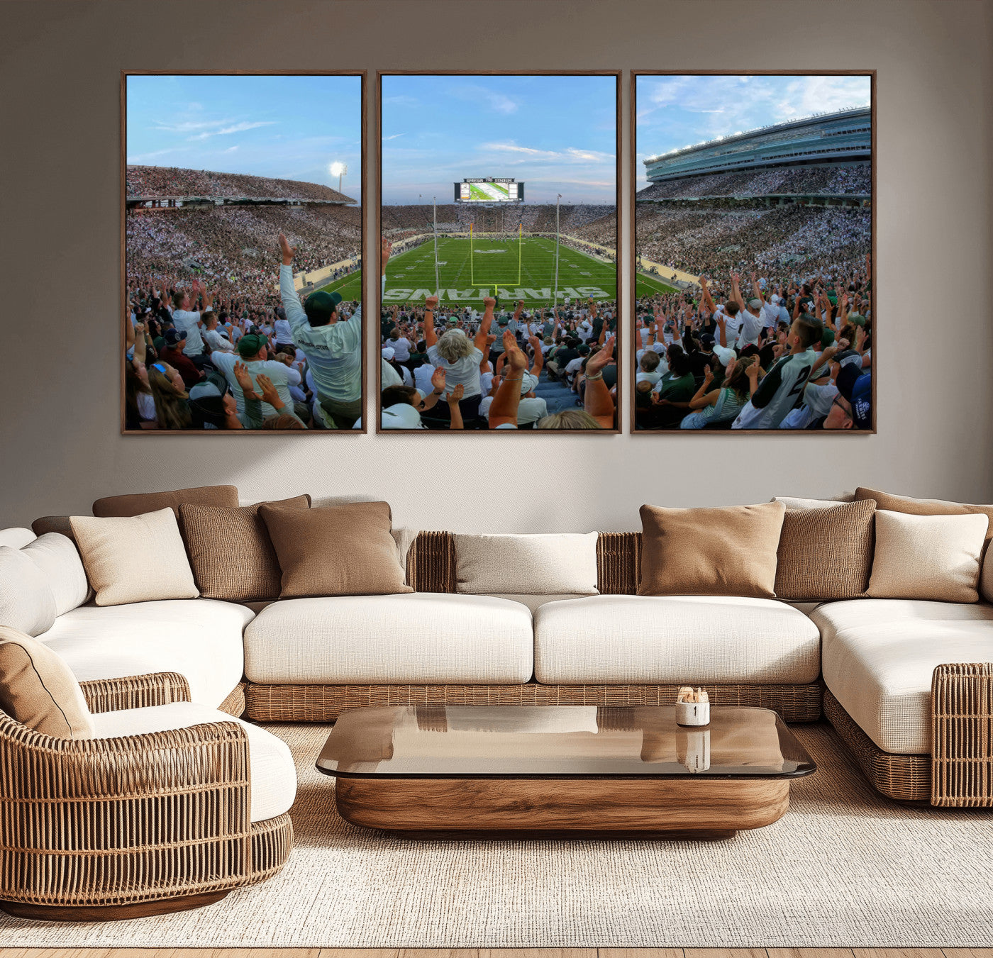 -Michigan State Spartans Football Team Art Print - East Lansing Spartan Stadium Wall Art Canvas Print