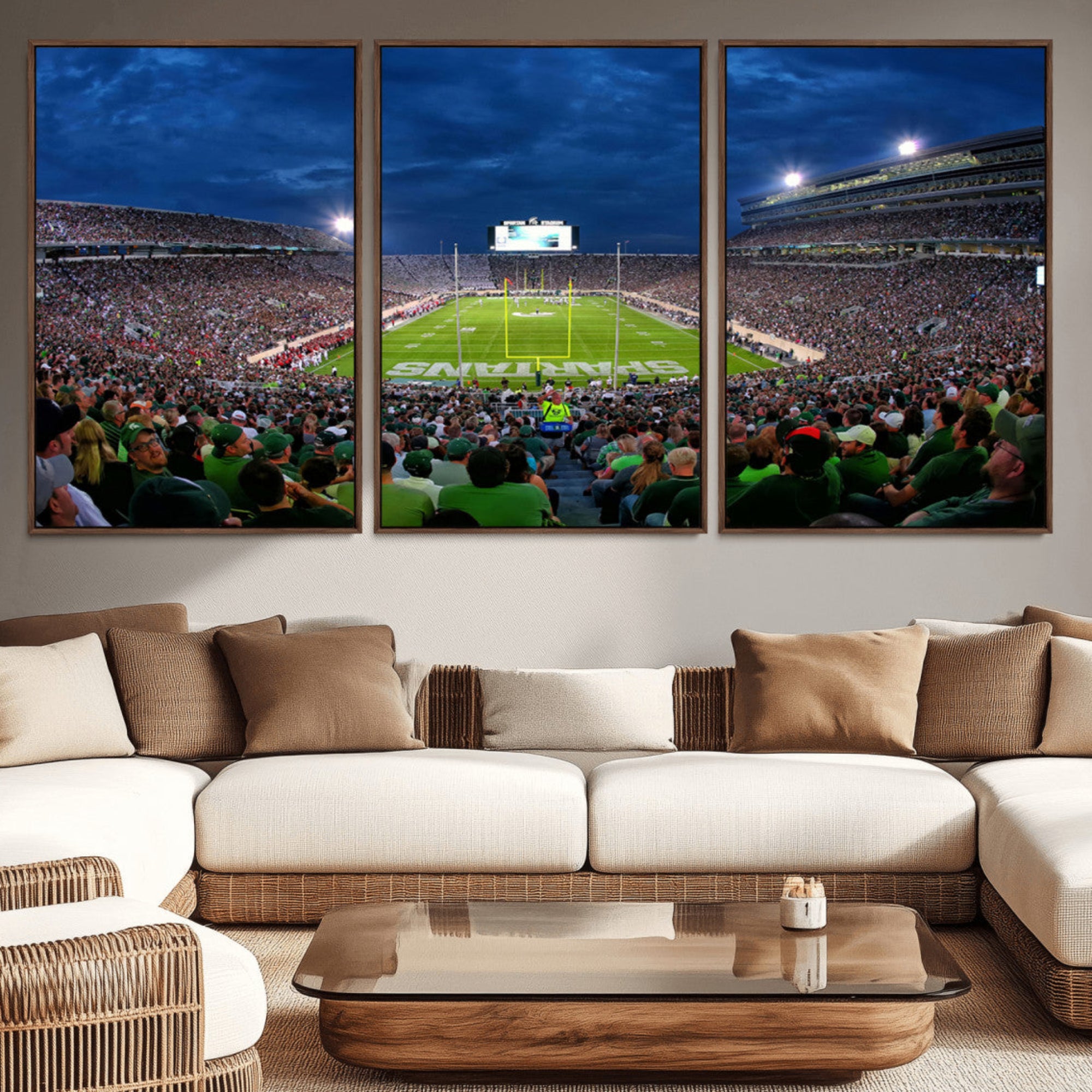 35248-MGV-CV-36X24-Michigan State Spartans Football Team Print - East Lansing Spartan Stadium Wall Art Canvas Print