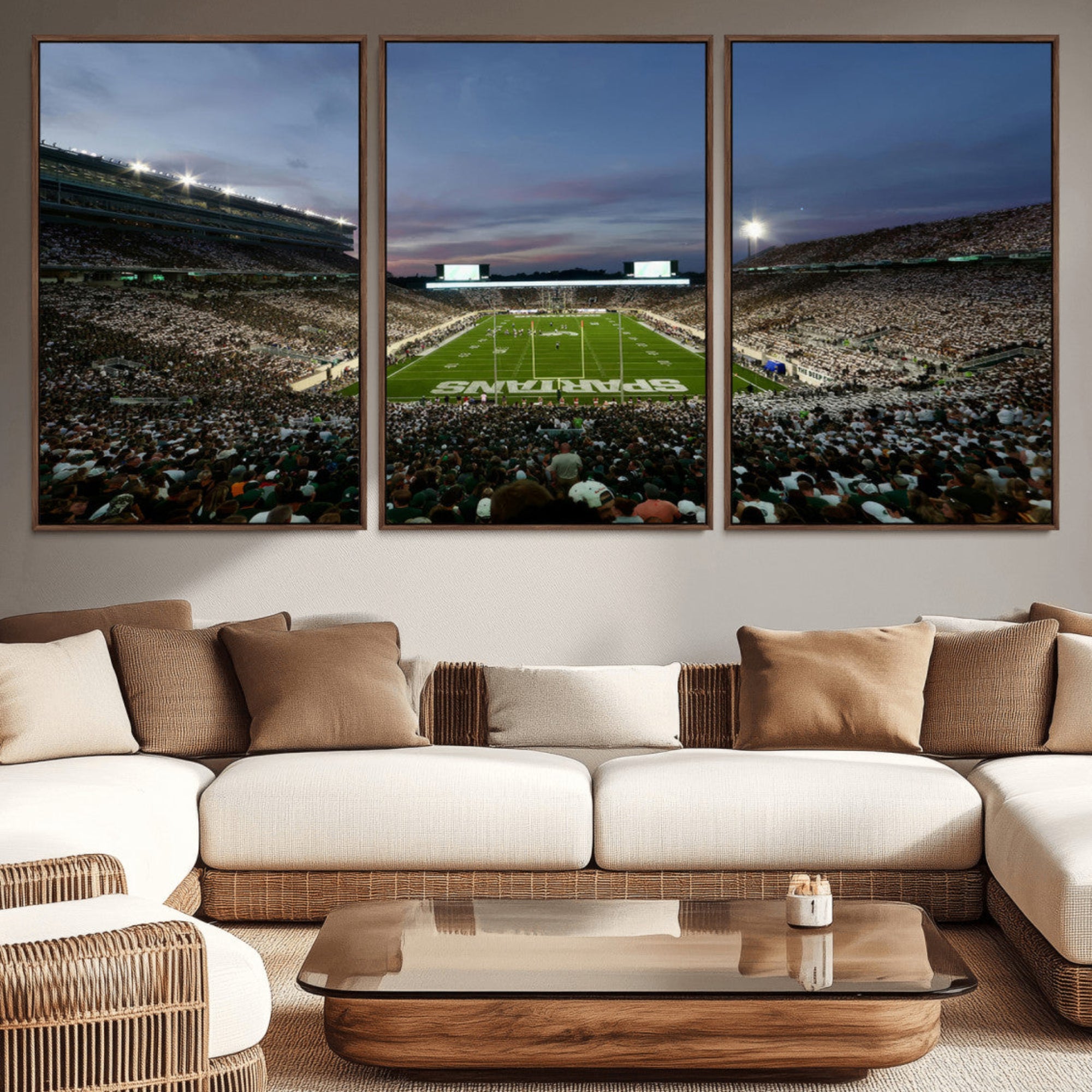 90831-MGV-CV-36X24-Michigan State Spartans Football Team Print - East Lansing Spartan Stadium Canvas Print