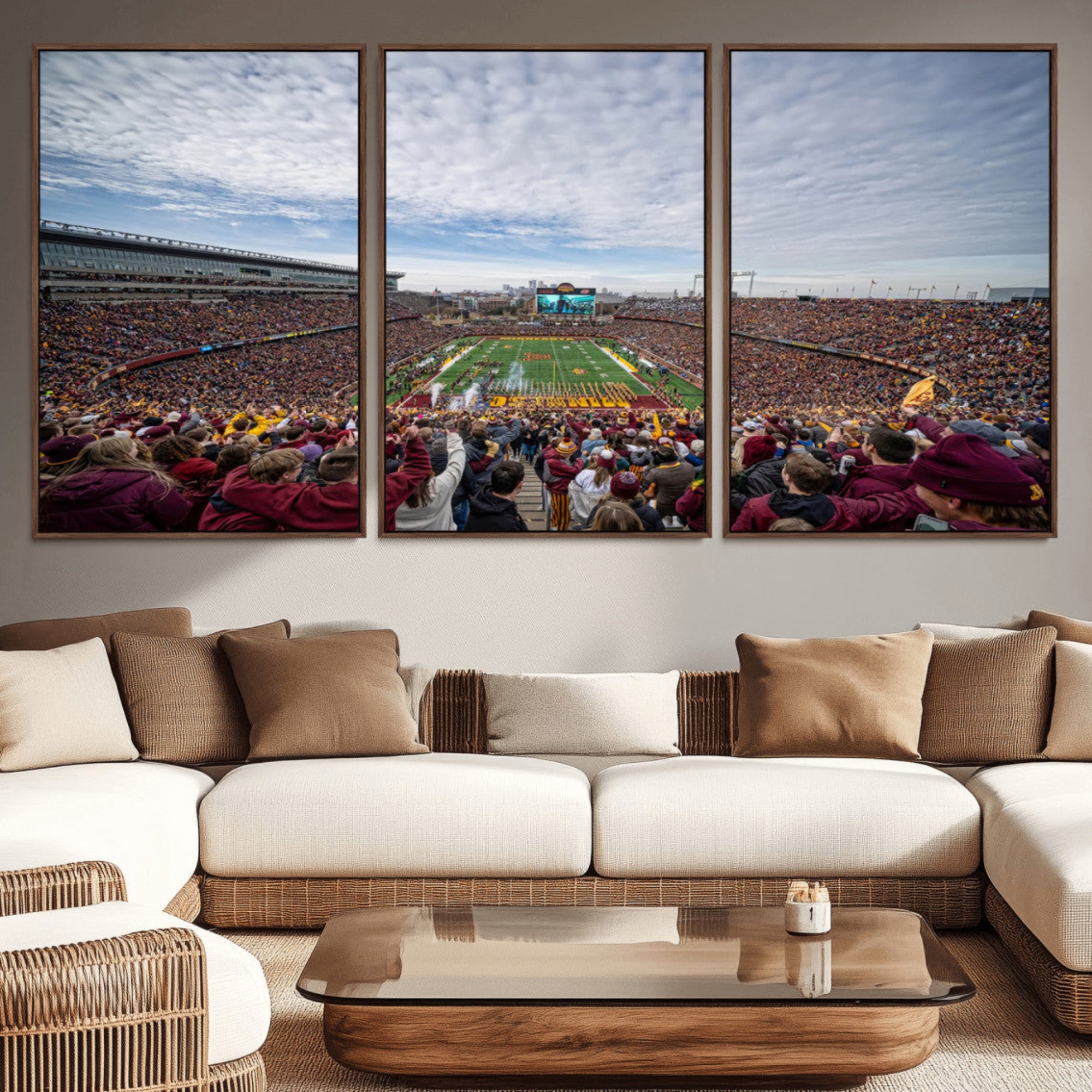 38459-MGV-CV-36X24-University of Minnesota Golden Gophers Football Team Print - Minneapolis Huntington Bank Stadium Art