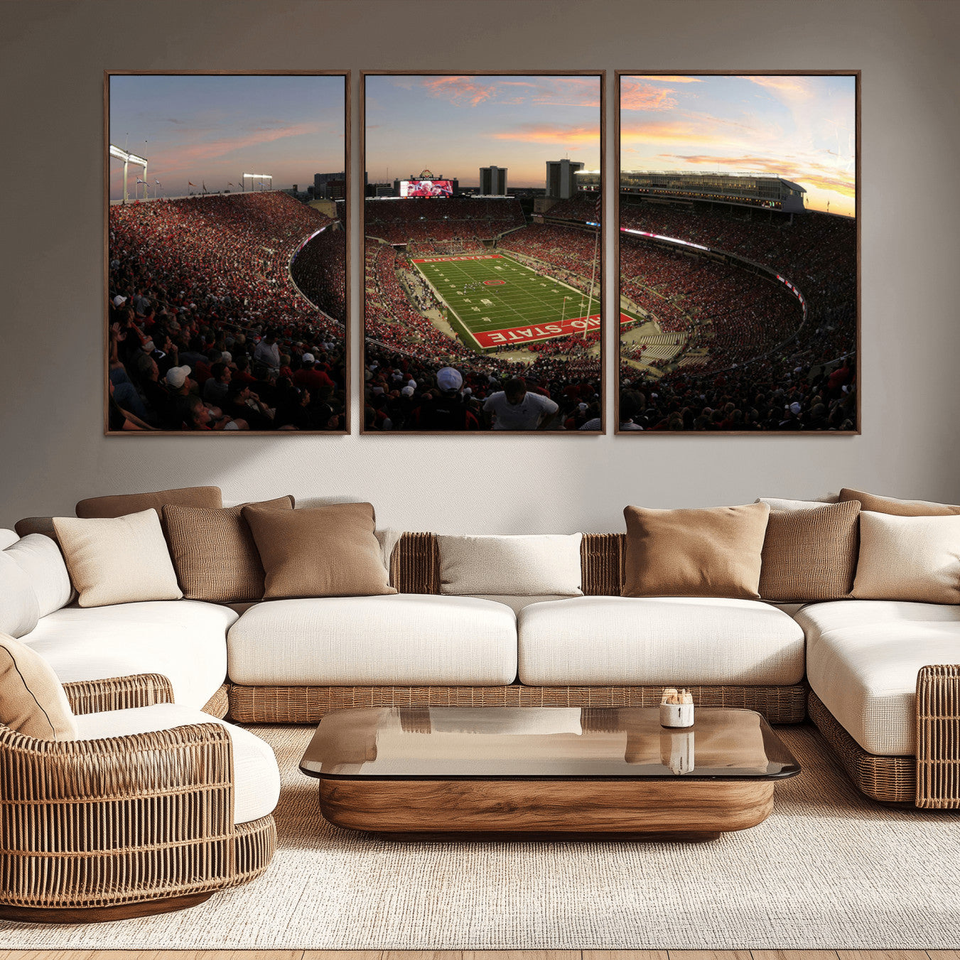 -Ohio State University Buckeyes Football Team Print - Columbus Ohio Stadium Wall Art Canvas Print