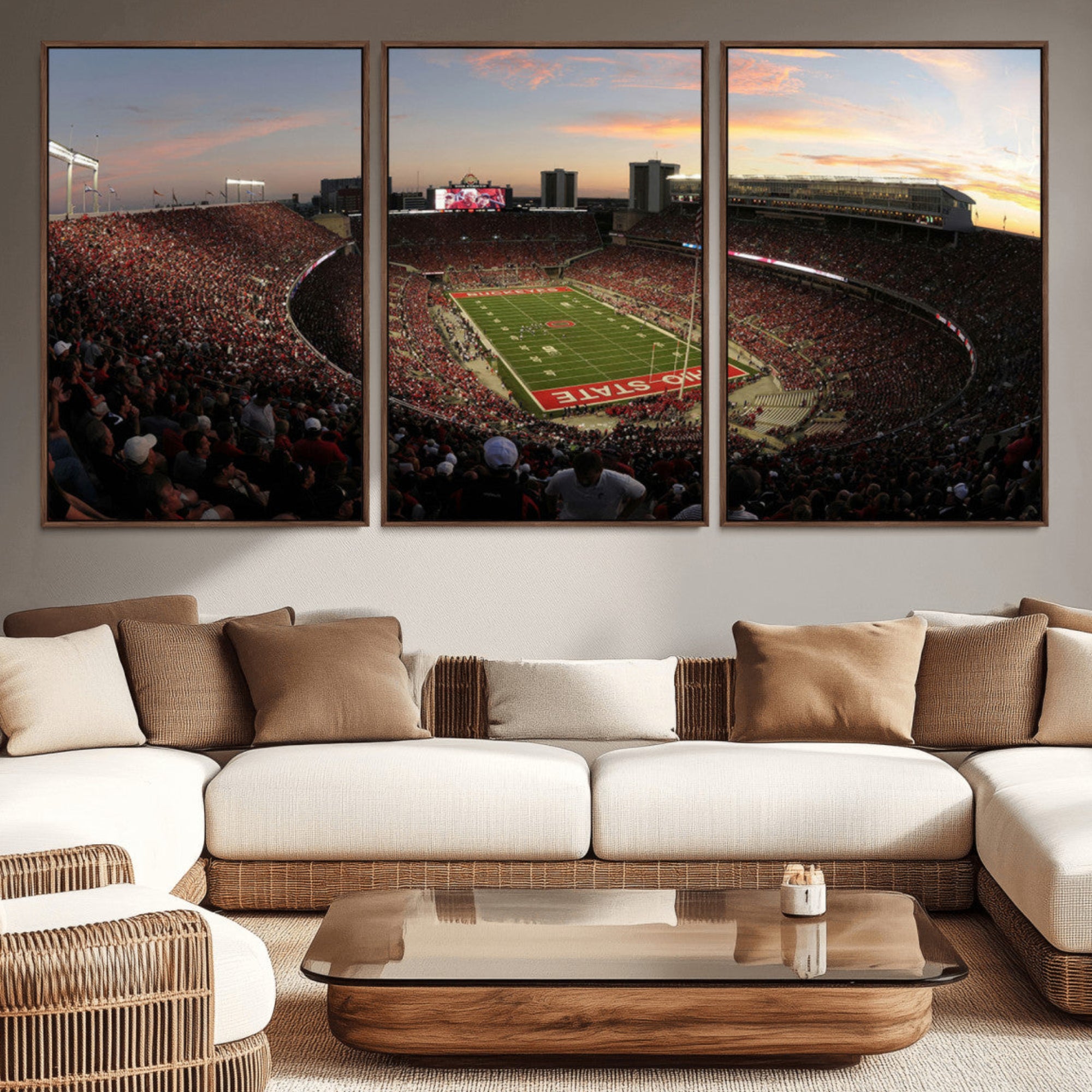 28825-MGV-CV-36X24-Ohio State University Buckeyes Football Team Print - Columbus Ohio Stadium Wall Art Canvas Print