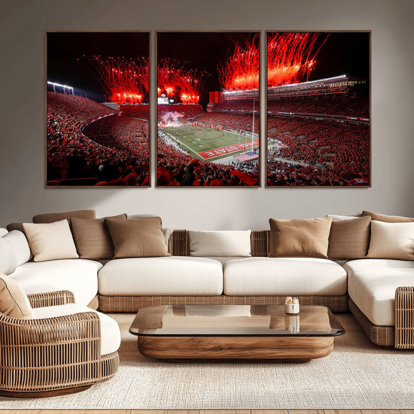 -Ohio State University Buckeyes Football Team Print - Columbus Ohio Stadium Wall Art Canvas Print