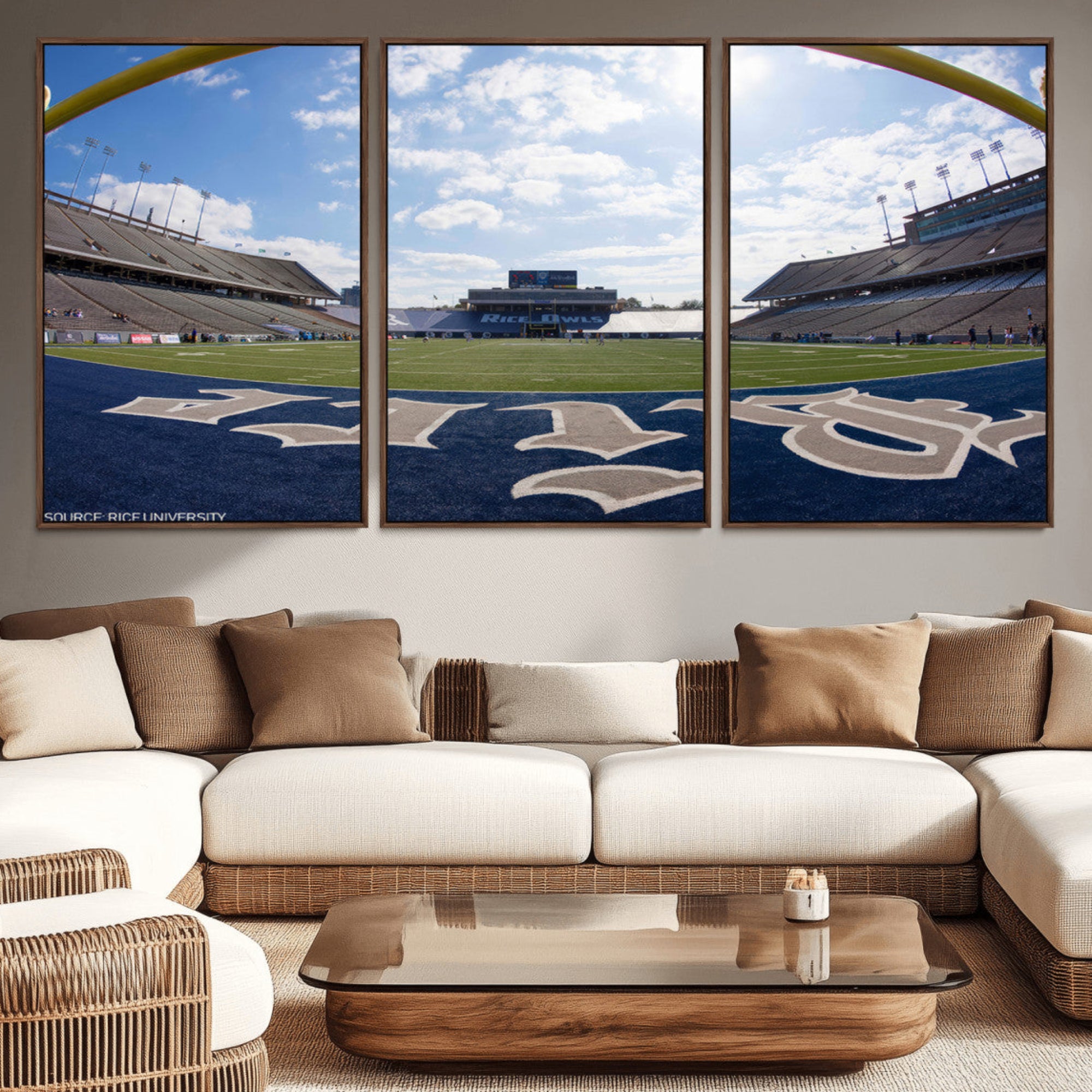 50267-MGV-CV-36X24-Rice University Owls Football Team Print - Houston Rice Stadium Wall Art Canvas Print