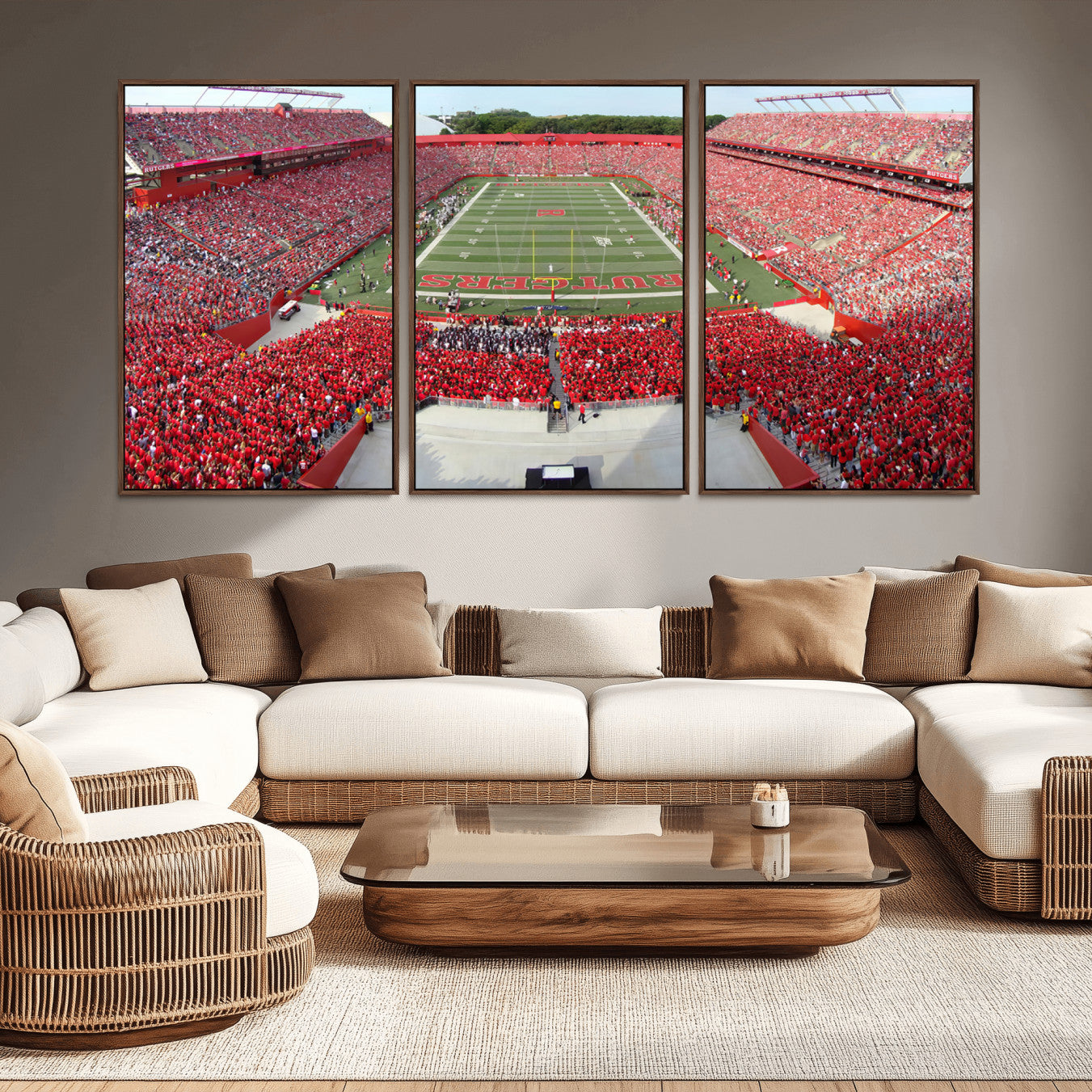 -Rutgers Scarlet Knights Football Team Print - Piscataway SHI Stadium Wall Art Canvas Print