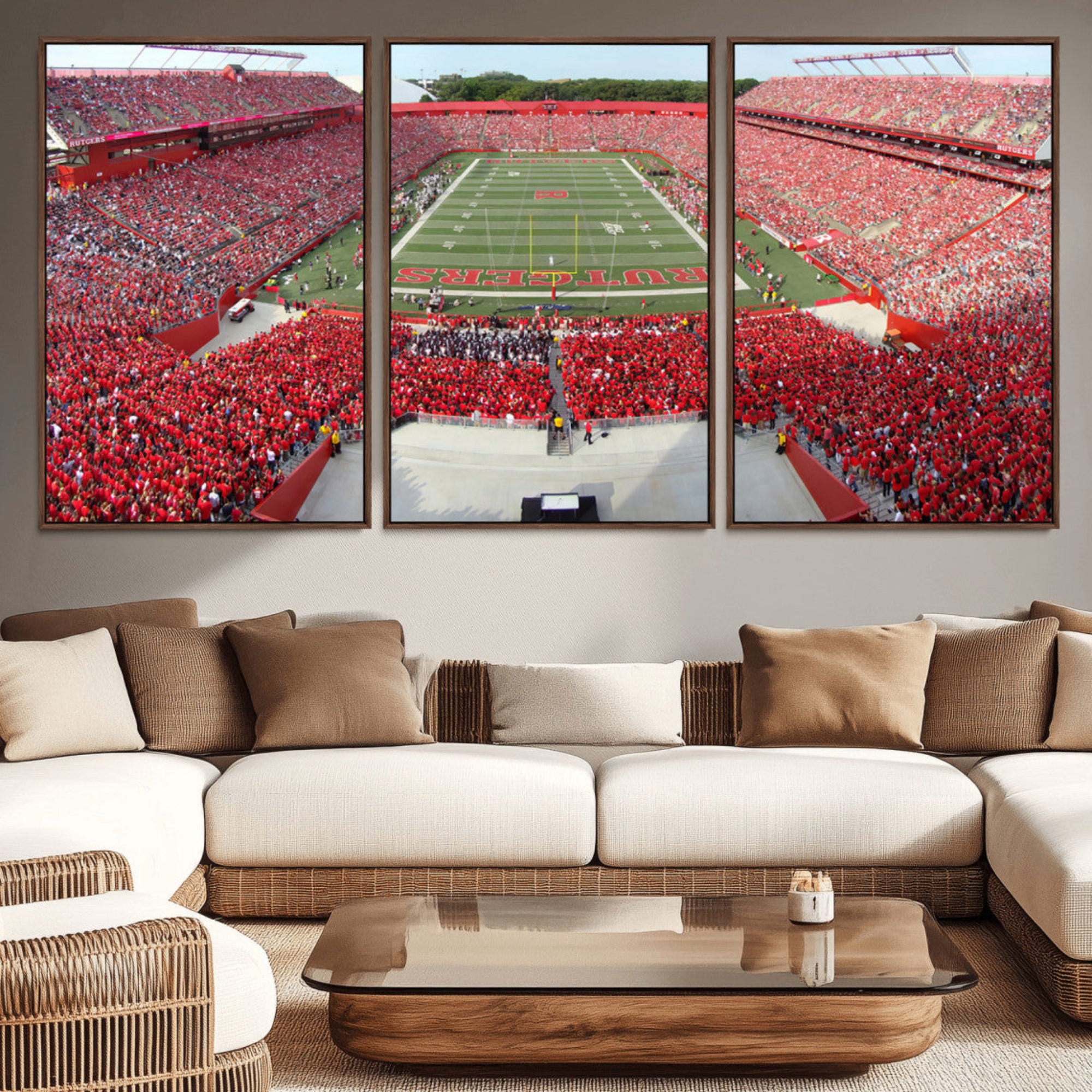 90818-MGV-CV-36X24-Rutgers Scarlet Knights Football Team Print - Piscataway SHI Stadium Wall Art Canvas Print