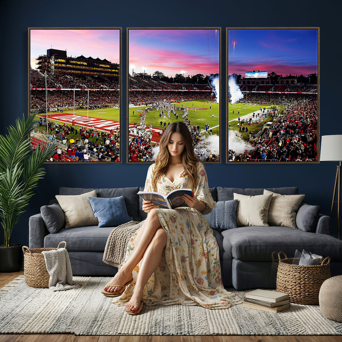 25557-PAN-FL-20X10 - Stanford University Cardinal Football Team Print - Stanford Stadium Wall Art Canvas Print