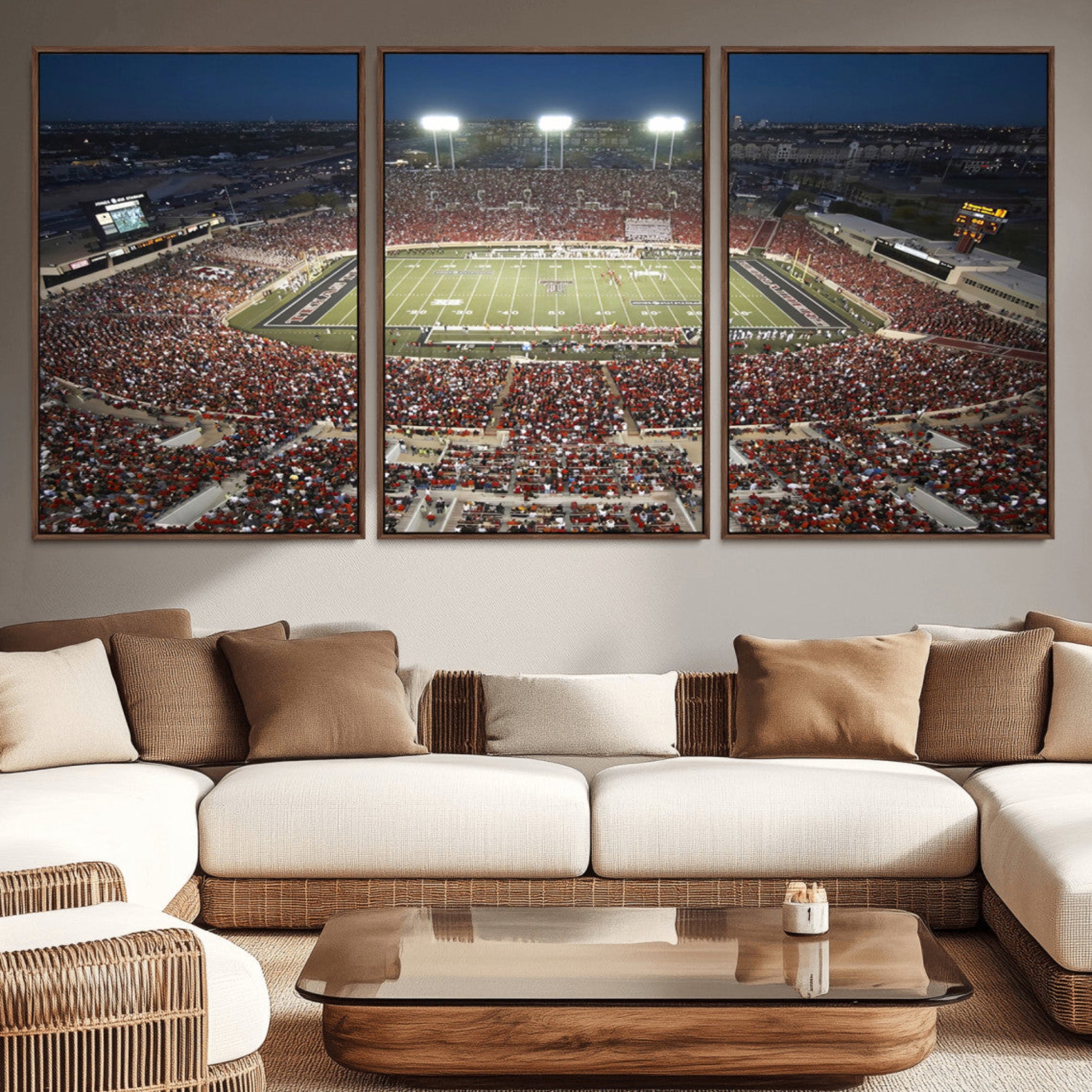 55763-MGV-CV-36X24-Texas Tech Red Raiders Football Team Print - Lubbock Jones AT&T Stadium Wall Art Canvas Print