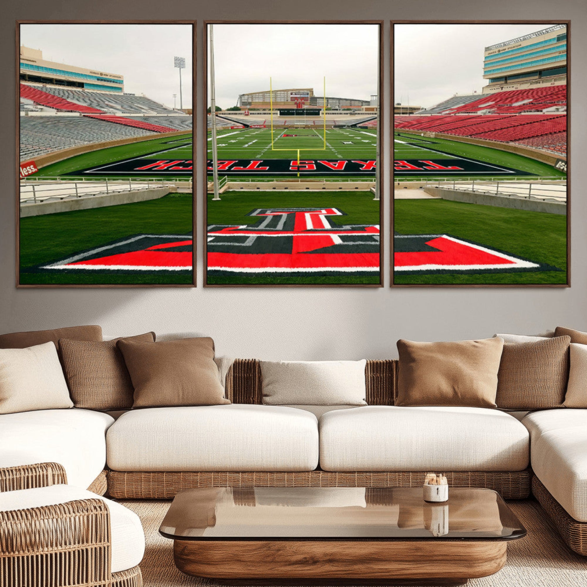 43169-MGV-CV-36X24-Texas Tech Red Raiders Football Team Print - Lubbock Jones AT&T Stadium Wall Art Canvas Print