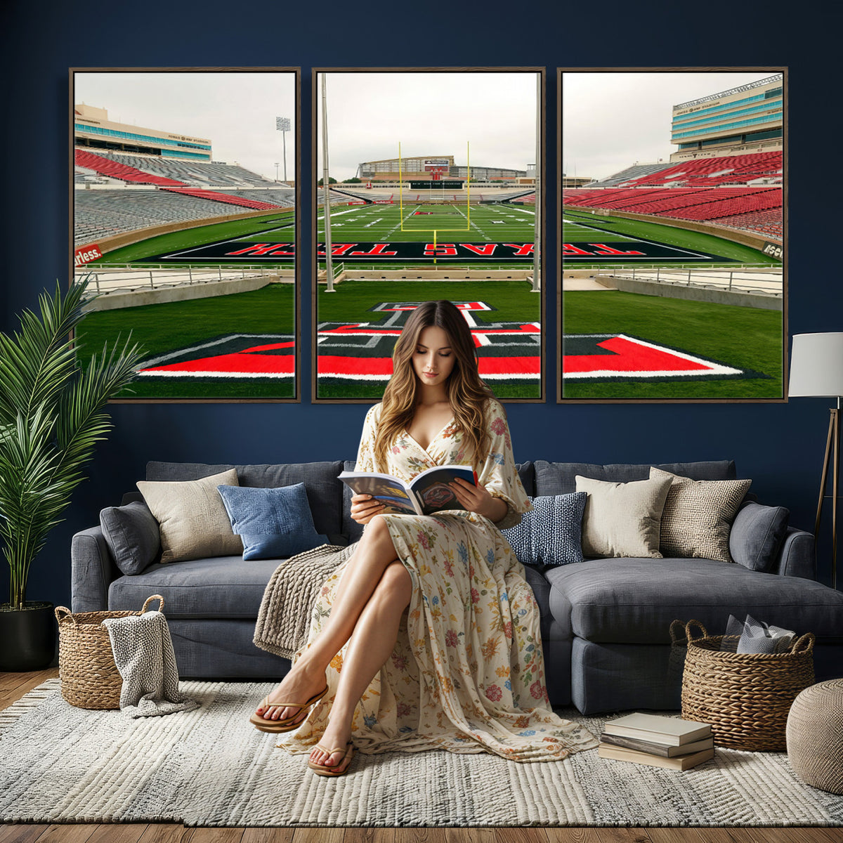 43169-PAN-FL-20X10 - Texas Tech Red Raiders Football Team Print - Lubbock Jones AT&T Stadium Wall Art Canvas Print