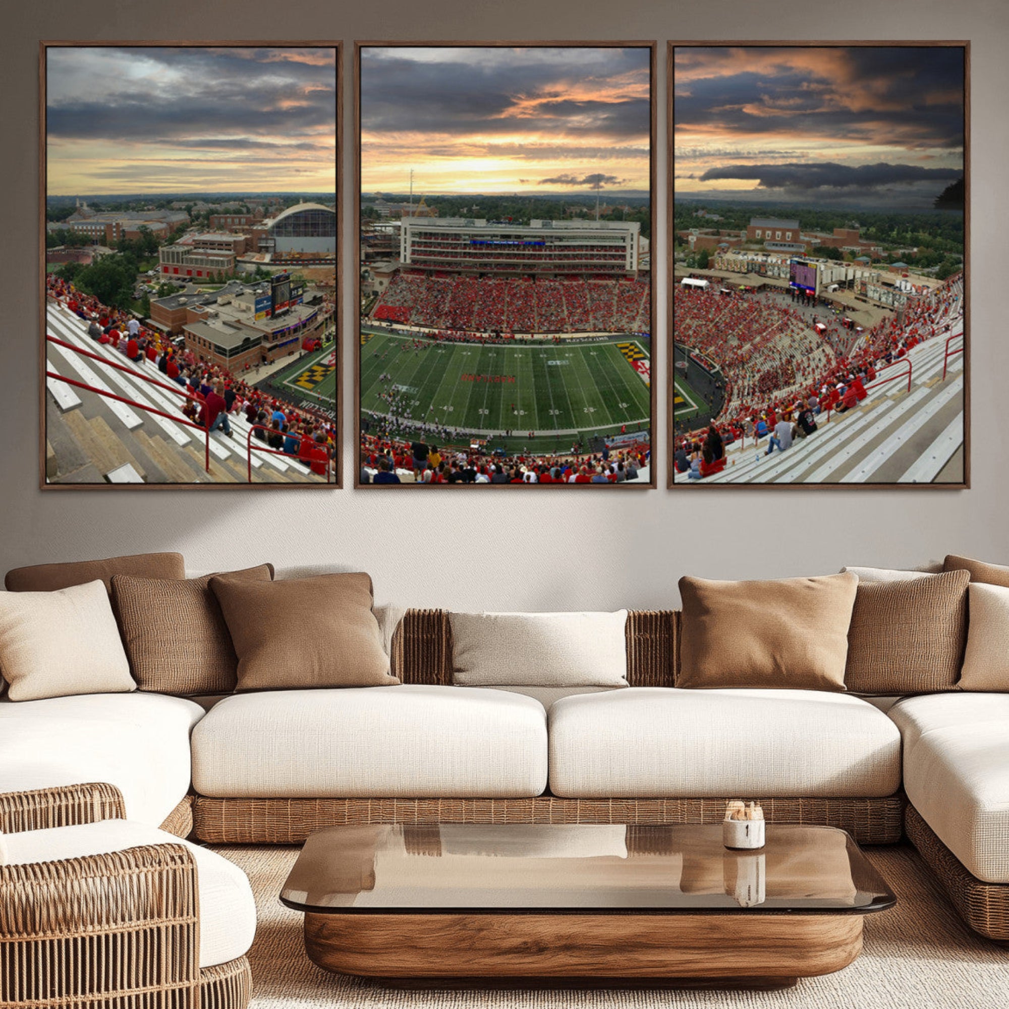 29993-MGV-CV-36X24-University of Maryland Terrapins Football Team Print - College Park SECU Stadium Wall Art Canvas