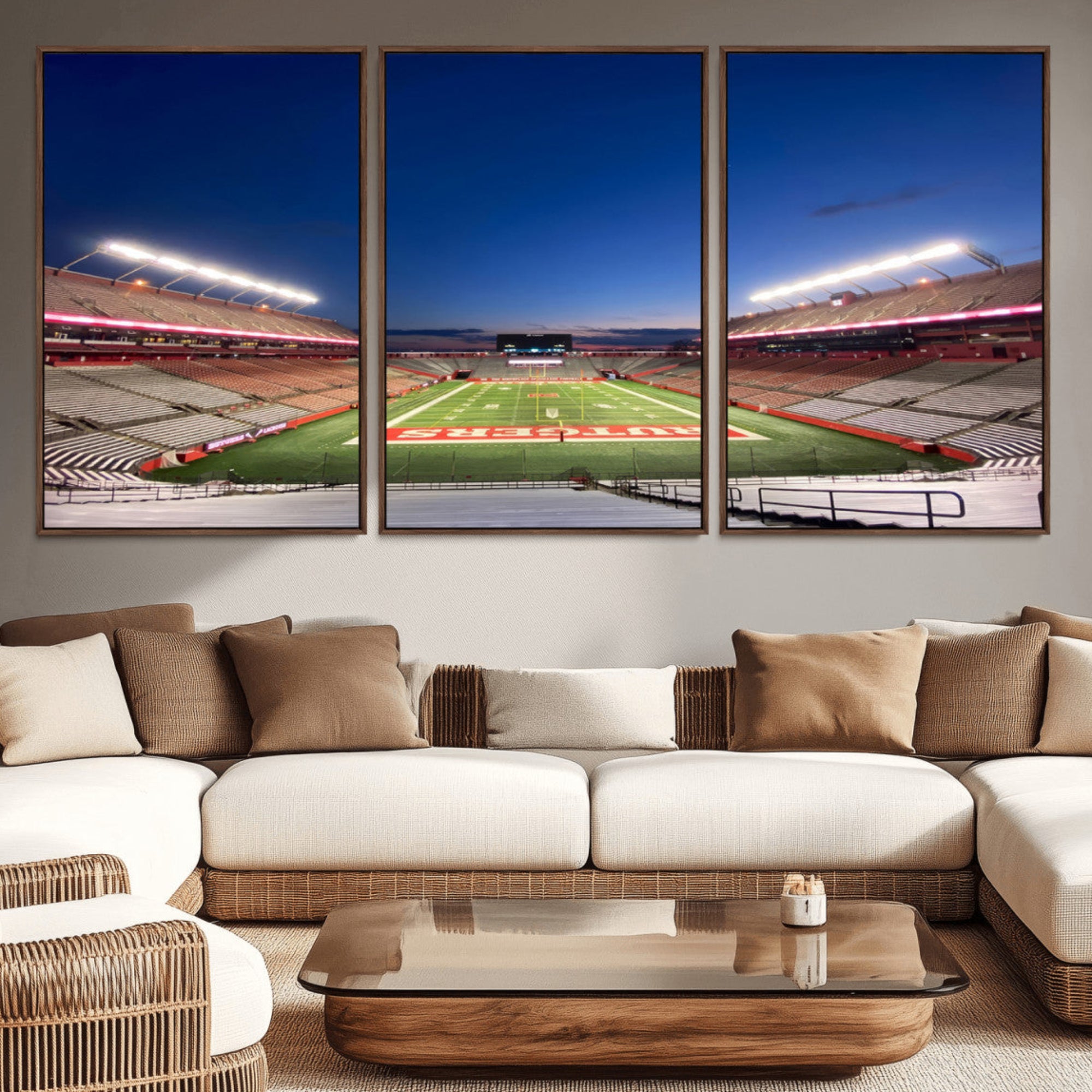 15051-MGV-CV-36X24-Rutgers Scarlet Knights Football Team Print - Piscataway SHI Stadium Wall Art Canvas Print