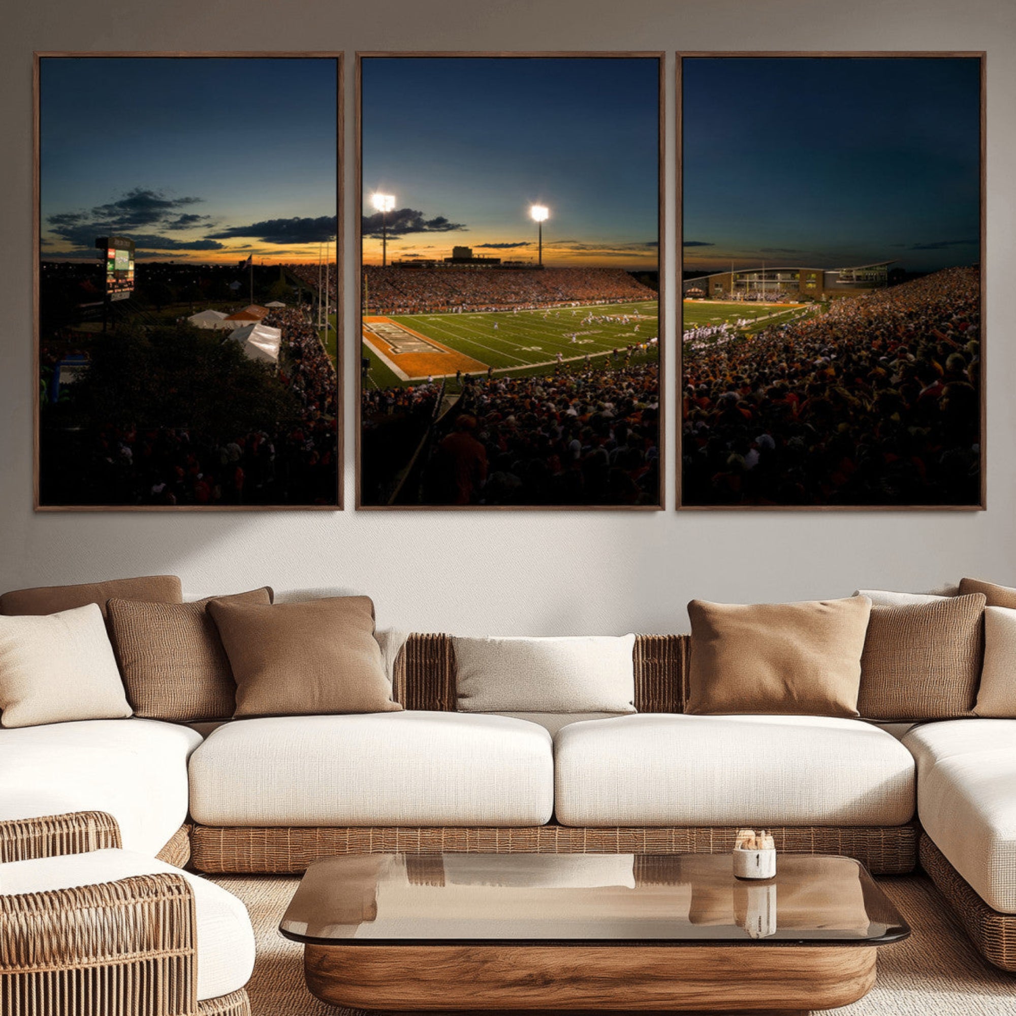 15980-MGV-CV-36X24-Ball State Cardinals Football Team Print - Muncie Scheumann Stadium Wall Art Canvas Print