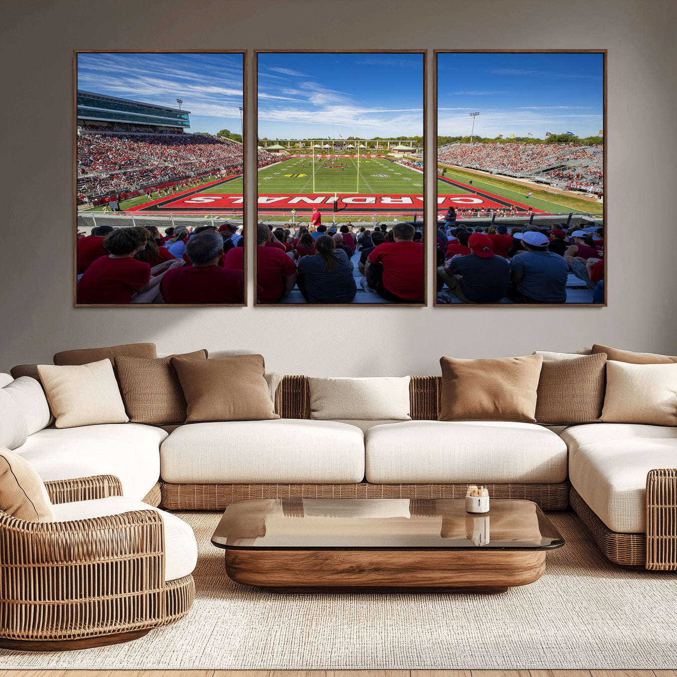 -Ball State Cardinals Football Team Print - Muncie Scheumann Stadium Wall Art Canvas Print