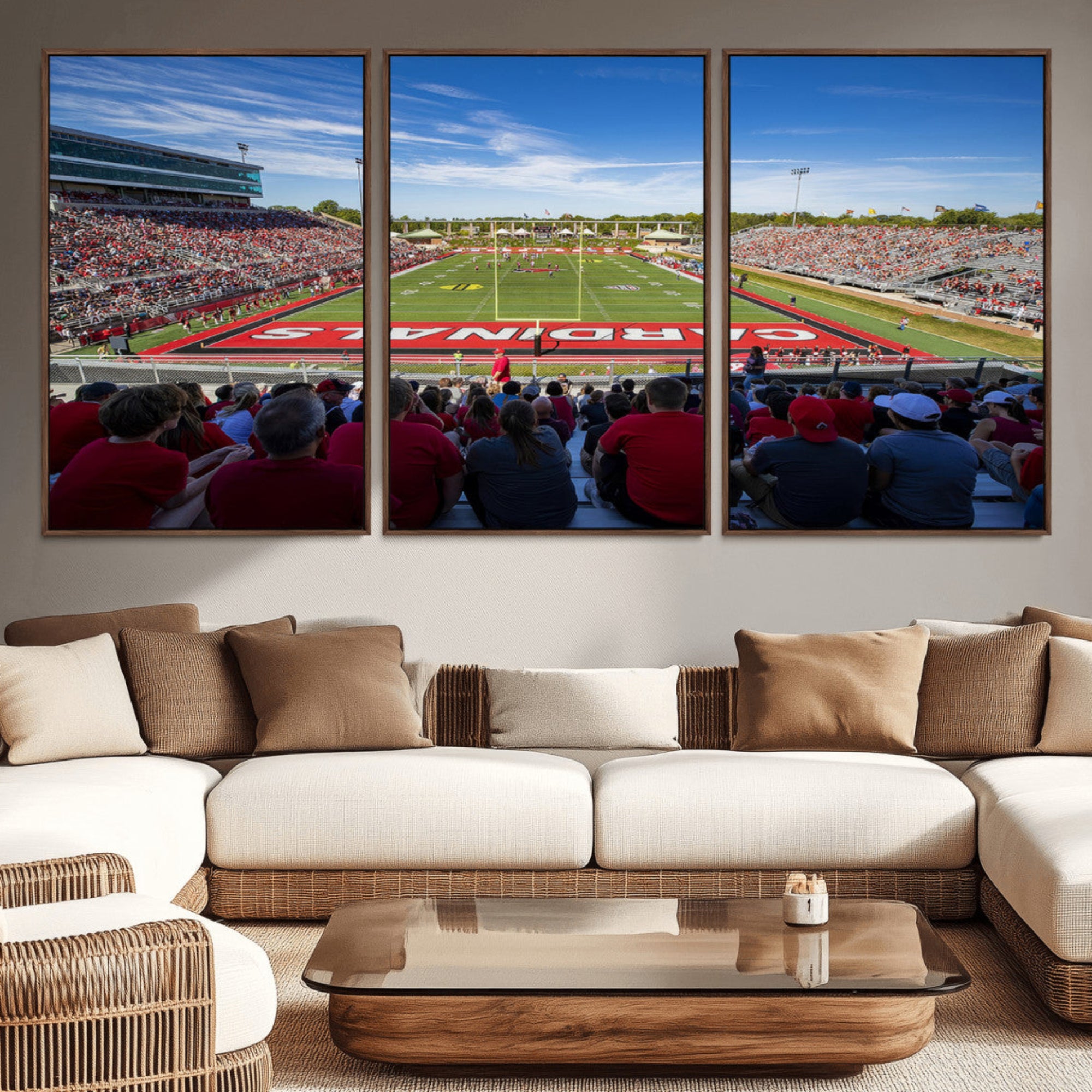 71475-MGV-CV-36X24-Ball State Cardinals Football Team Print - Muncie Scheumann Stadium Wall Art Canvas Print