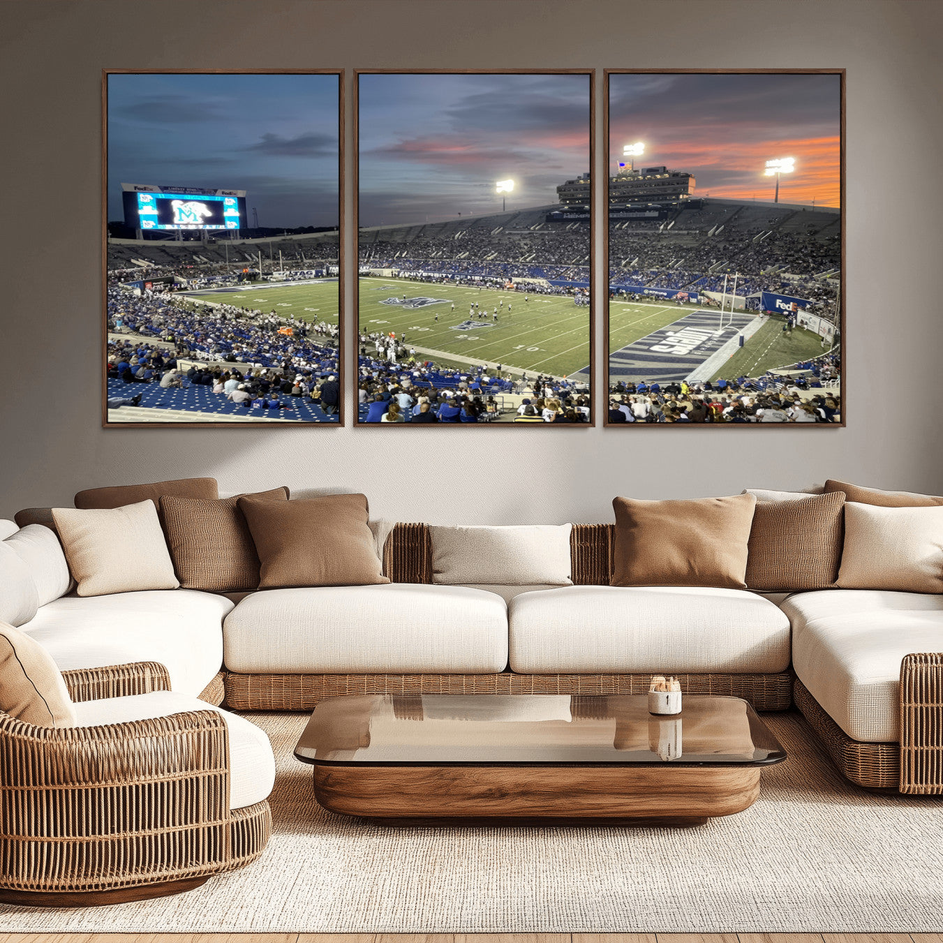 -Memphis Tigers Football Team Print - Memphis Simmons Bank Liberty Stadium Wall Art Canvas Print