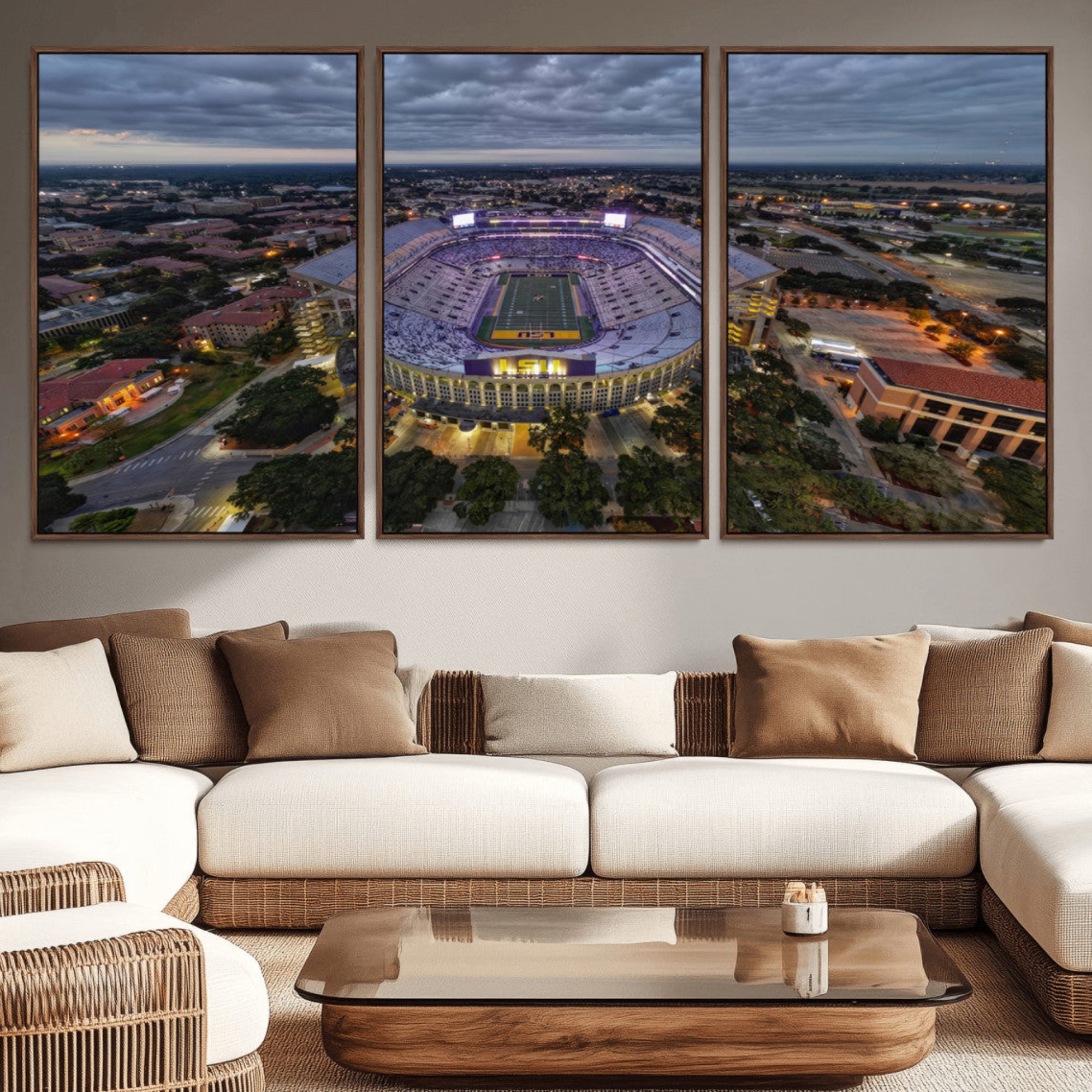 77405-MGV-CV-36X24-The Louisiana State University Tigers Football Team Print - Baton Rouge Tiger Stadium Wall Art