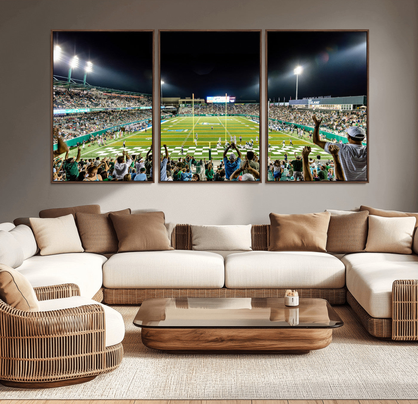 -The Tulane University Green Wave Football Team Print - New Orleans Yulman Stadium Wall Art Canvas