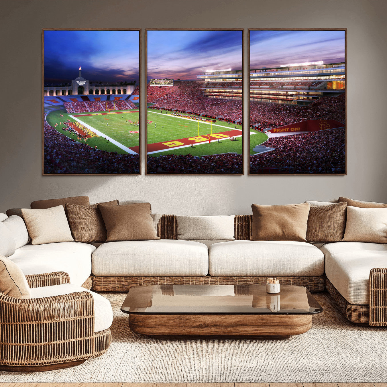 -The University of Southern California USC Trojans Football Team Print - Los Angeles Memorial