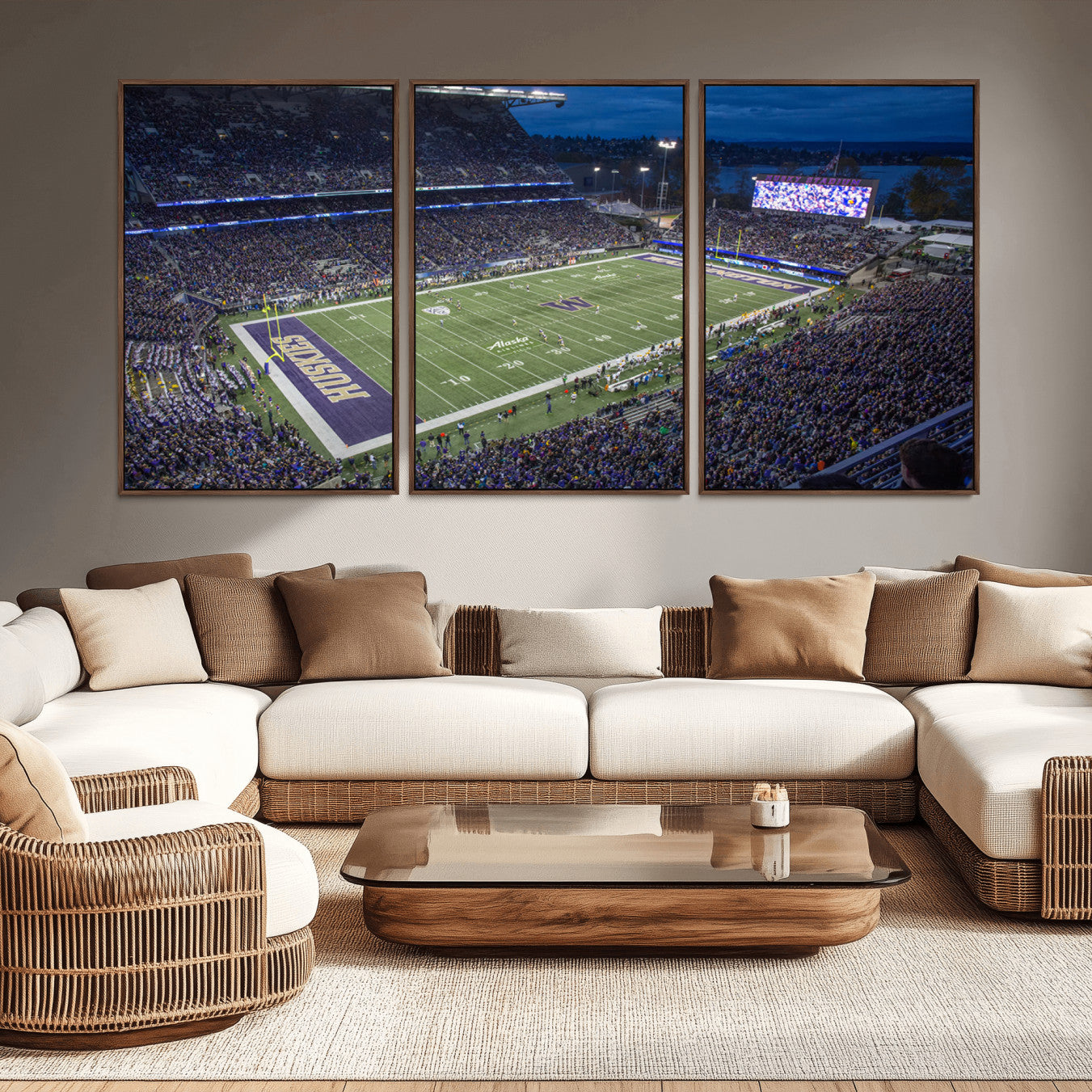 -The University of Washington Huskies Football Team Print - Seattle Husky Stadium Wall Art Canvas
