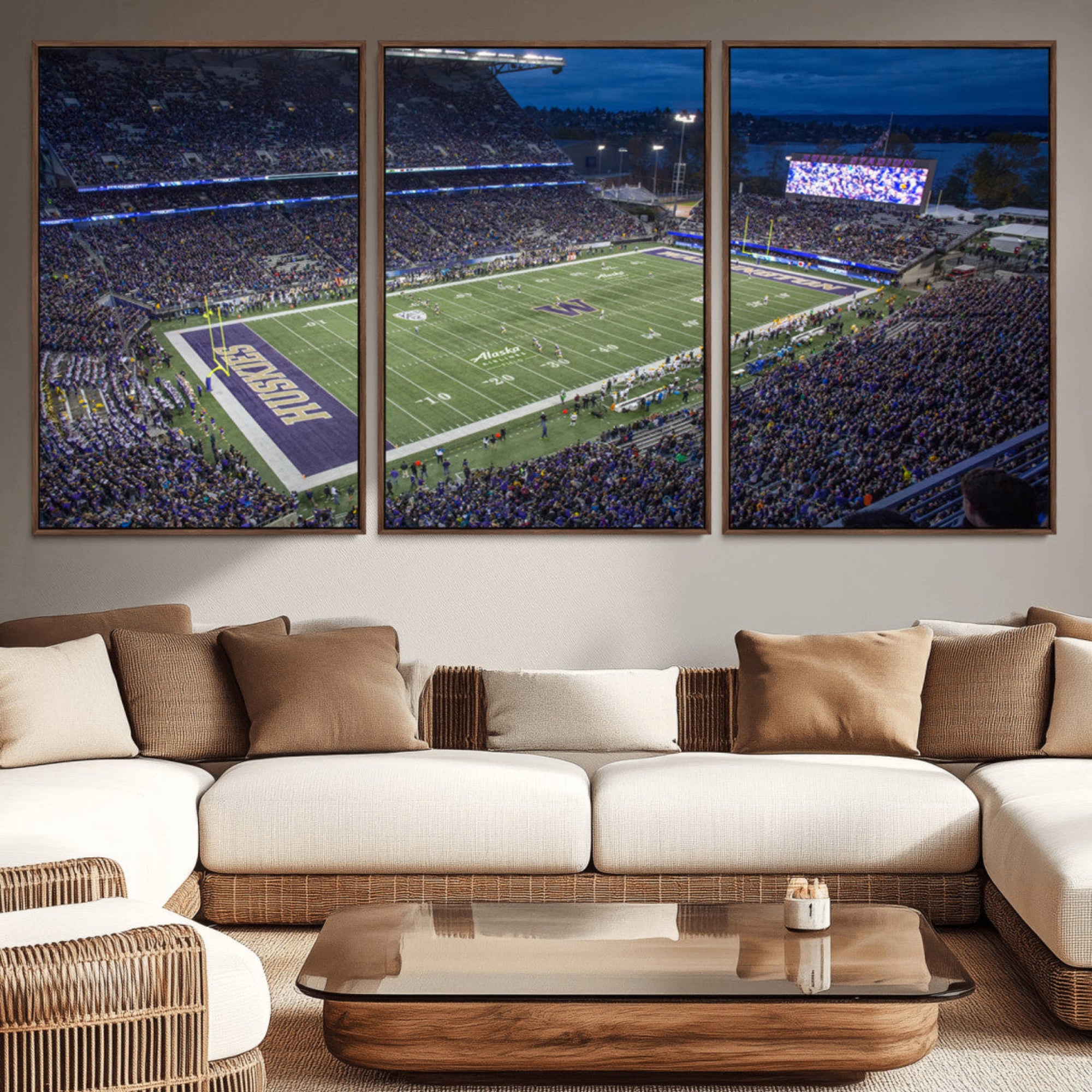 84780-MGV-CV-36X24-The University of Washington Huskies Football Team Print - Seattle Husky Stadium Wall Art Canvas