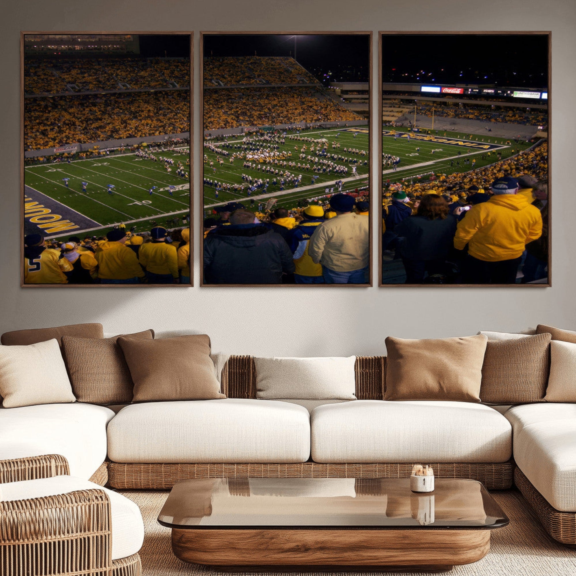 58154-MGV-CV-36X24-West Virginia Uni Mountaineers Football Team Print - Milan Puskar Stadium Canvas Print Wall Art,