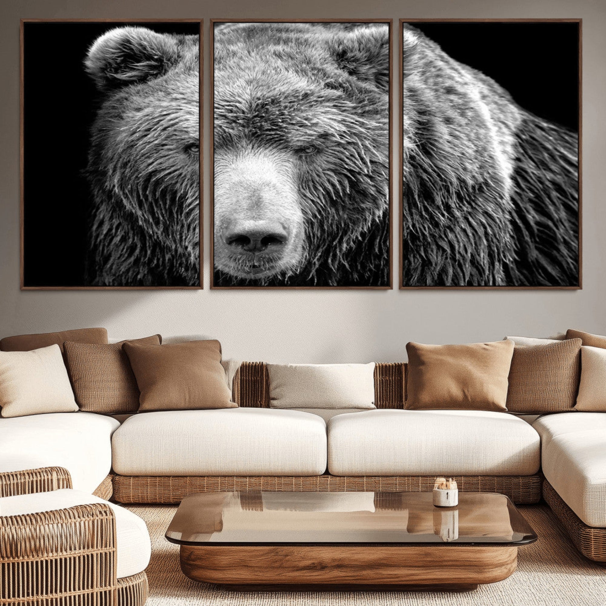 70851-MGV-CV-36X24-399 Grizzly Bear Canvas Print | Ready to Hang Wall Art | Rustic Farmhouse & Cabin Decor | Wildlife