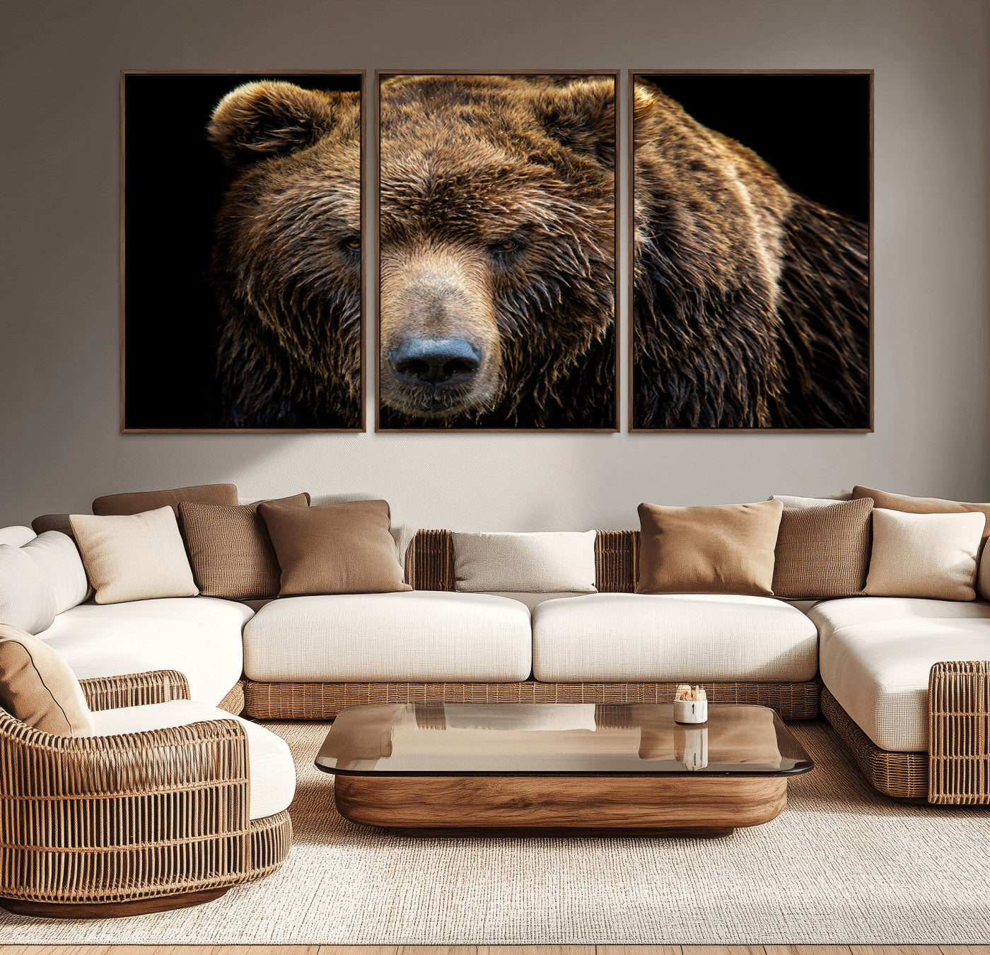 -Grizzly Brown Bear Canvas Wall Art, Wildlife Animal Canvas Artwork Bear Print, Bear Wall Art Print,
