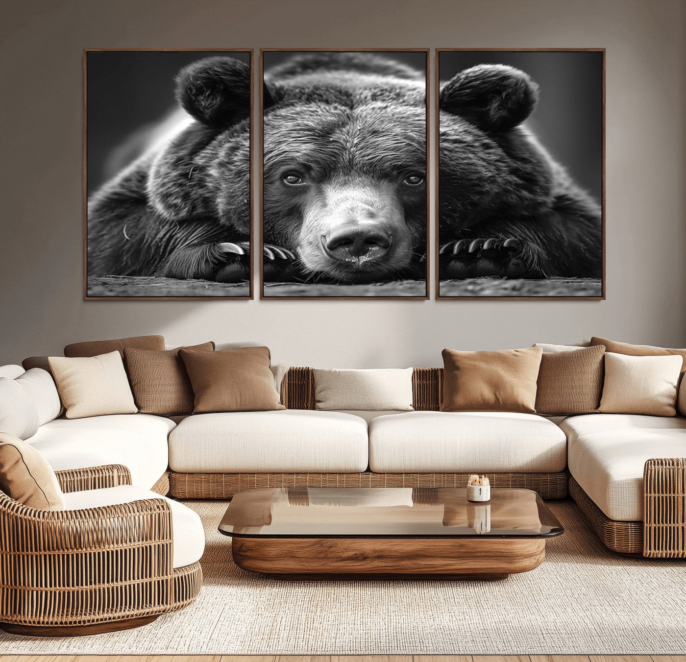 -Resting Grizzly 399 Bear Canvas Print | Ready to Hang Wall Art | Rustic Cabin & Farmhouse Decor |