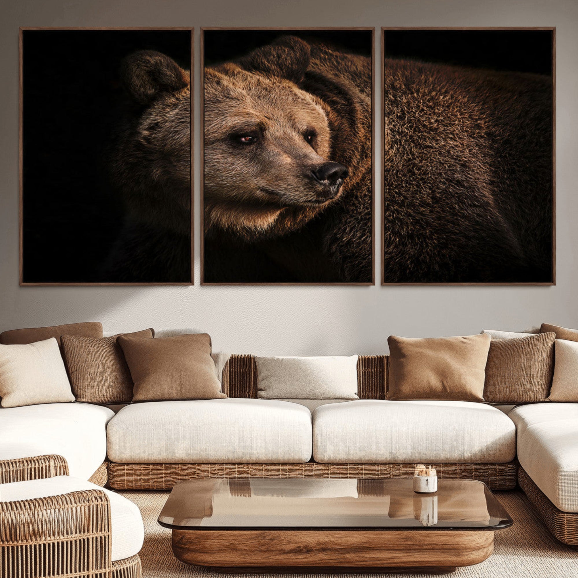 67744-MGV-CV-36X24-Wild Grizzly 399 Bear Canvas Wall Art Print, Bear Animal Canvas Artwork Print, Black Bear Wall Art
