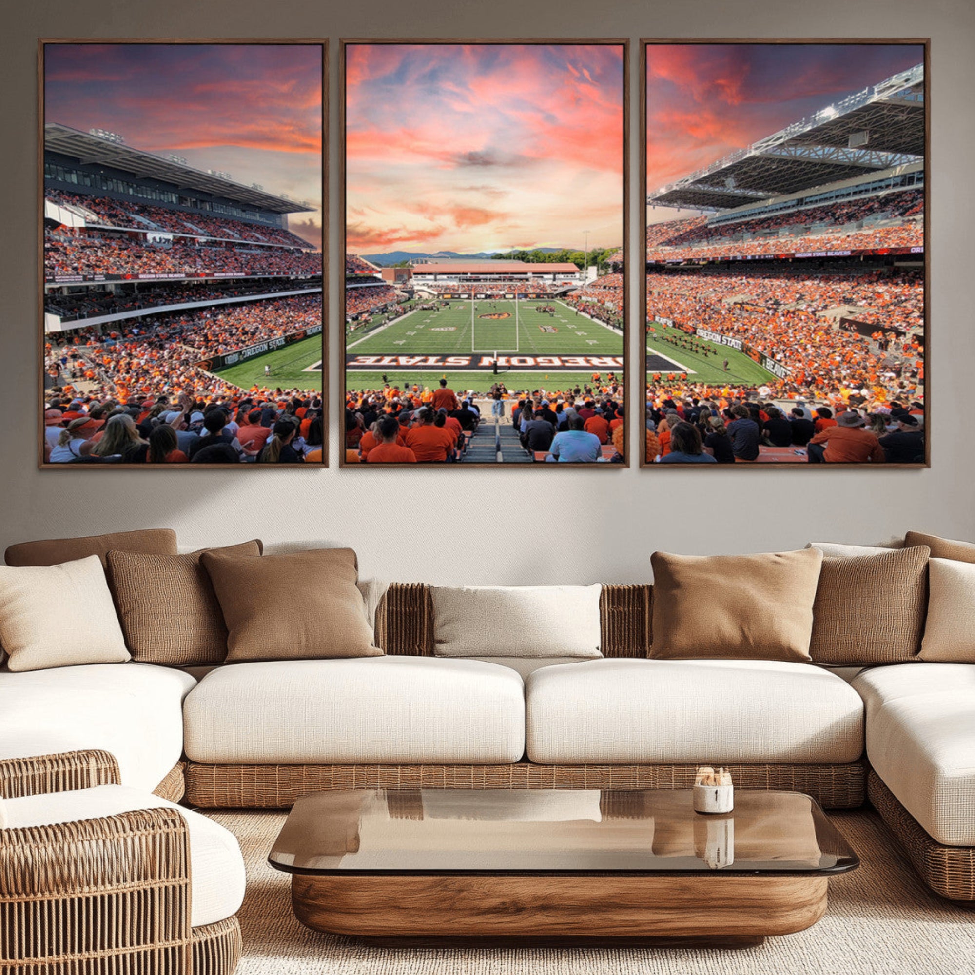 54167-MGV-CV-36X24-Oregon State Beavers Football Team Print - Corvallis Reser Stadium Wall Art Canvas Print