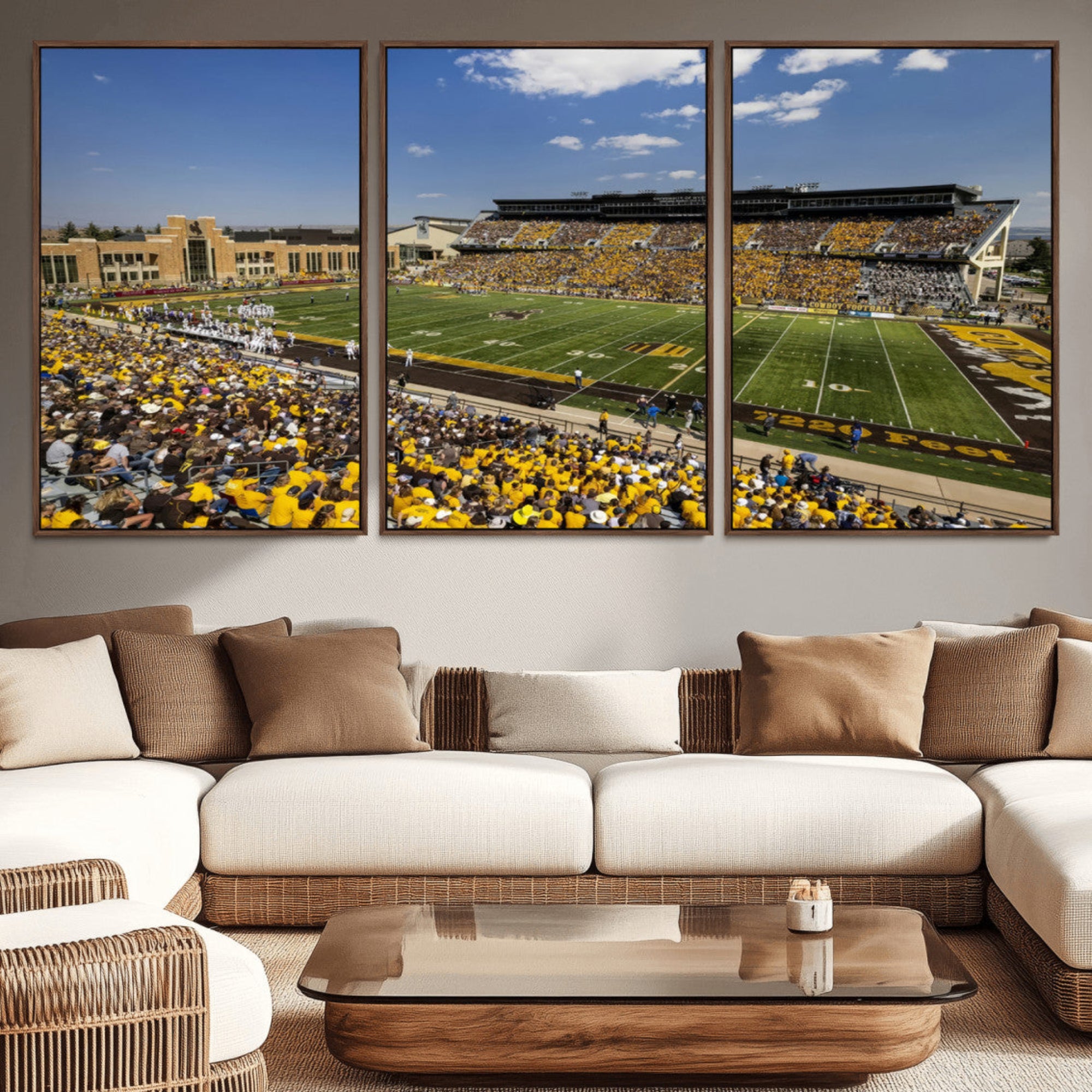 75112-MGV-CV-36X24-University of Wyoming Cowboys Football Team Print - Laramie Jonah Field War Memorial Stadium Wall