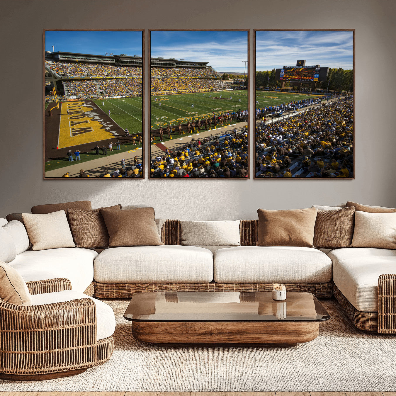 -University of Wyoming Cowboys Football Team Print - Laramie Jonah Field War Memorial Stadium Wall