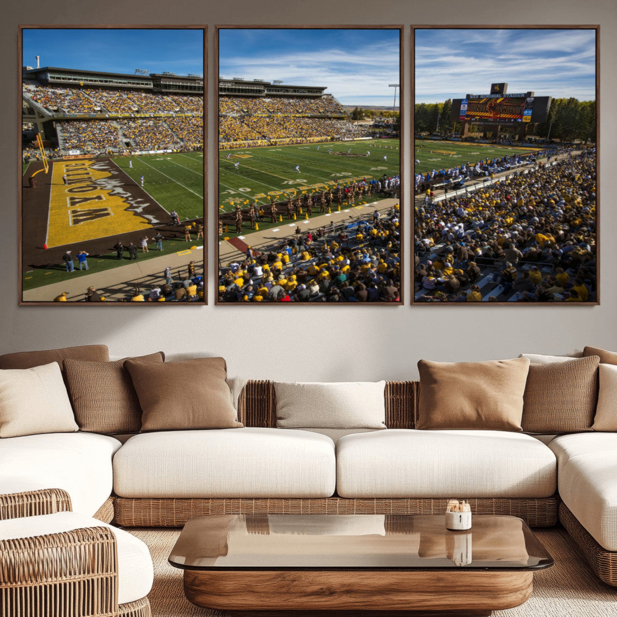 89846-MGV-CV-36X24-University of Wyoming Cowboys Football Team Print - Laramie Jonah Field War Memorial Stadium Wall
