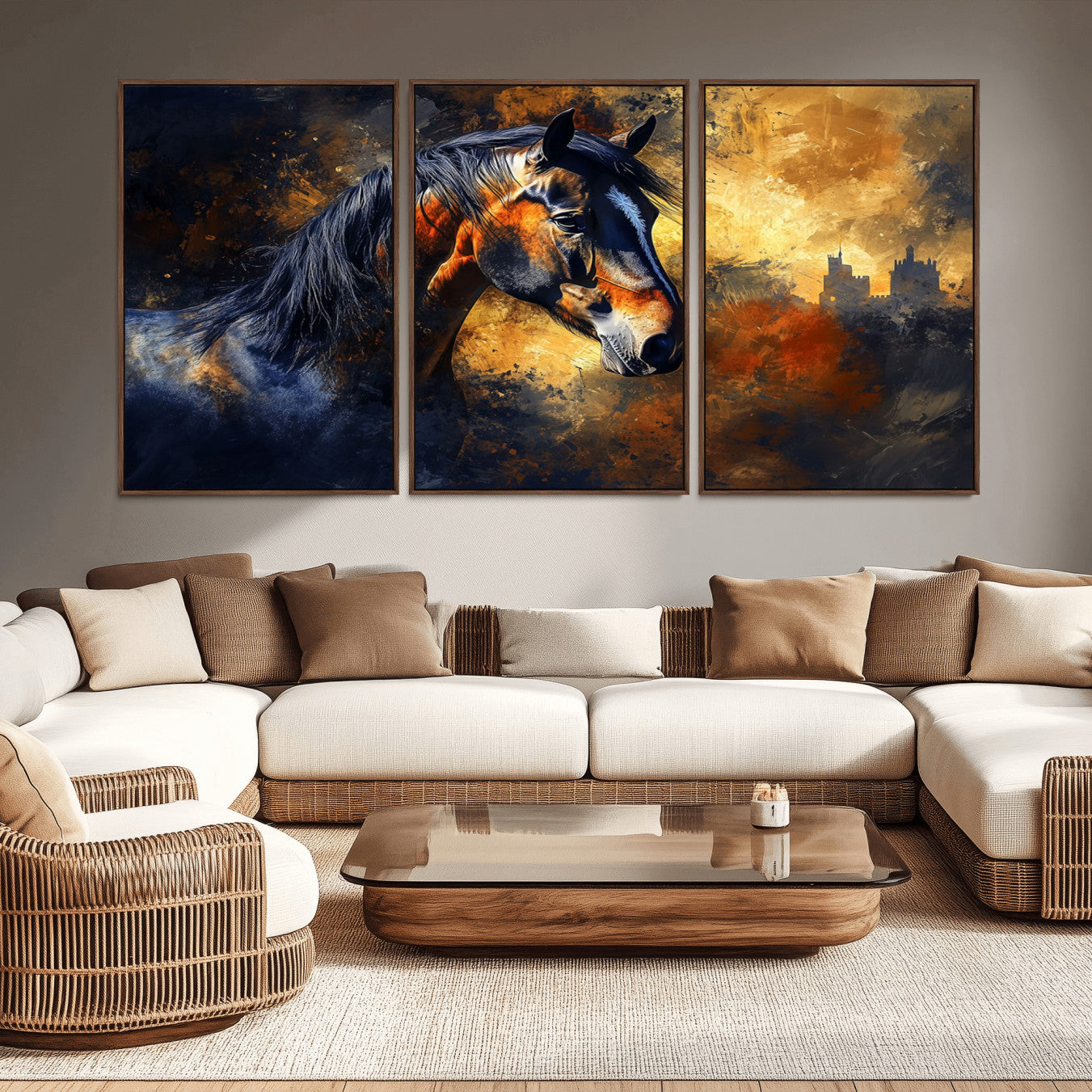 -Abstract Horse Art Print - Abstract Canvas Wall Art | Perfect for Rustic Farmhouse, Modern, or