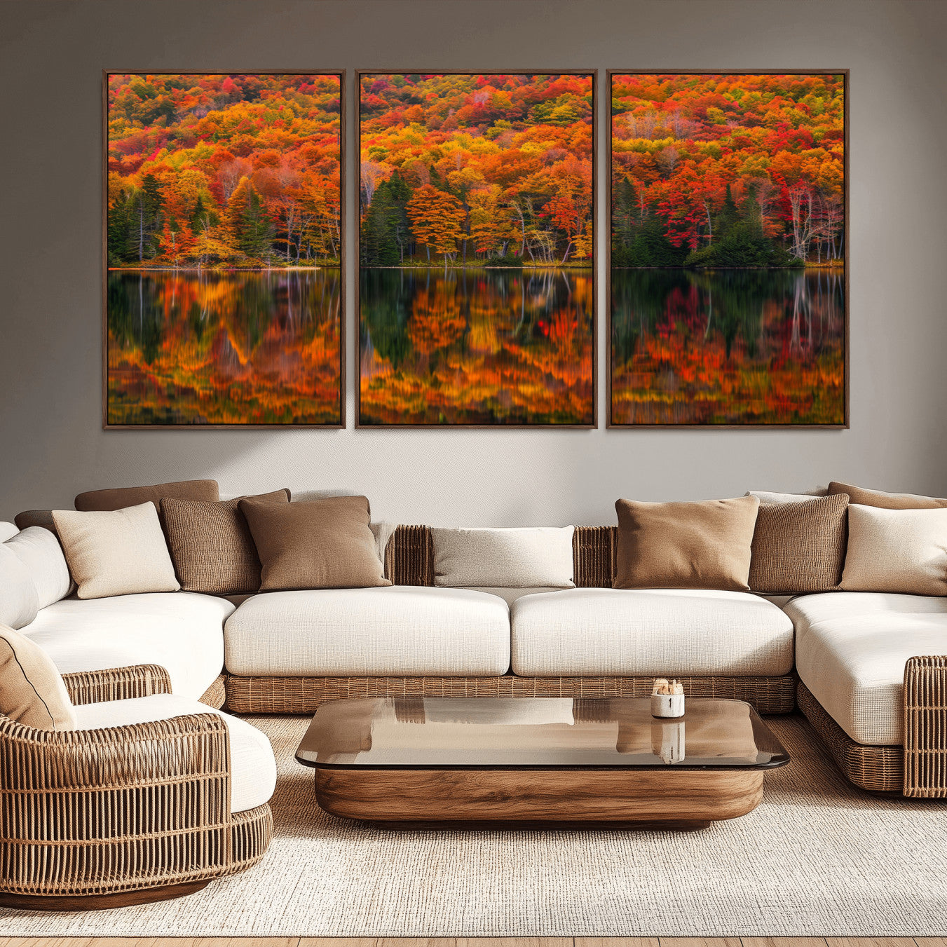 -Fall Foliage Wall Art - Autumn Reflection Canvas Print, Stunning Fall Foliage Wall Art, Serene Lake