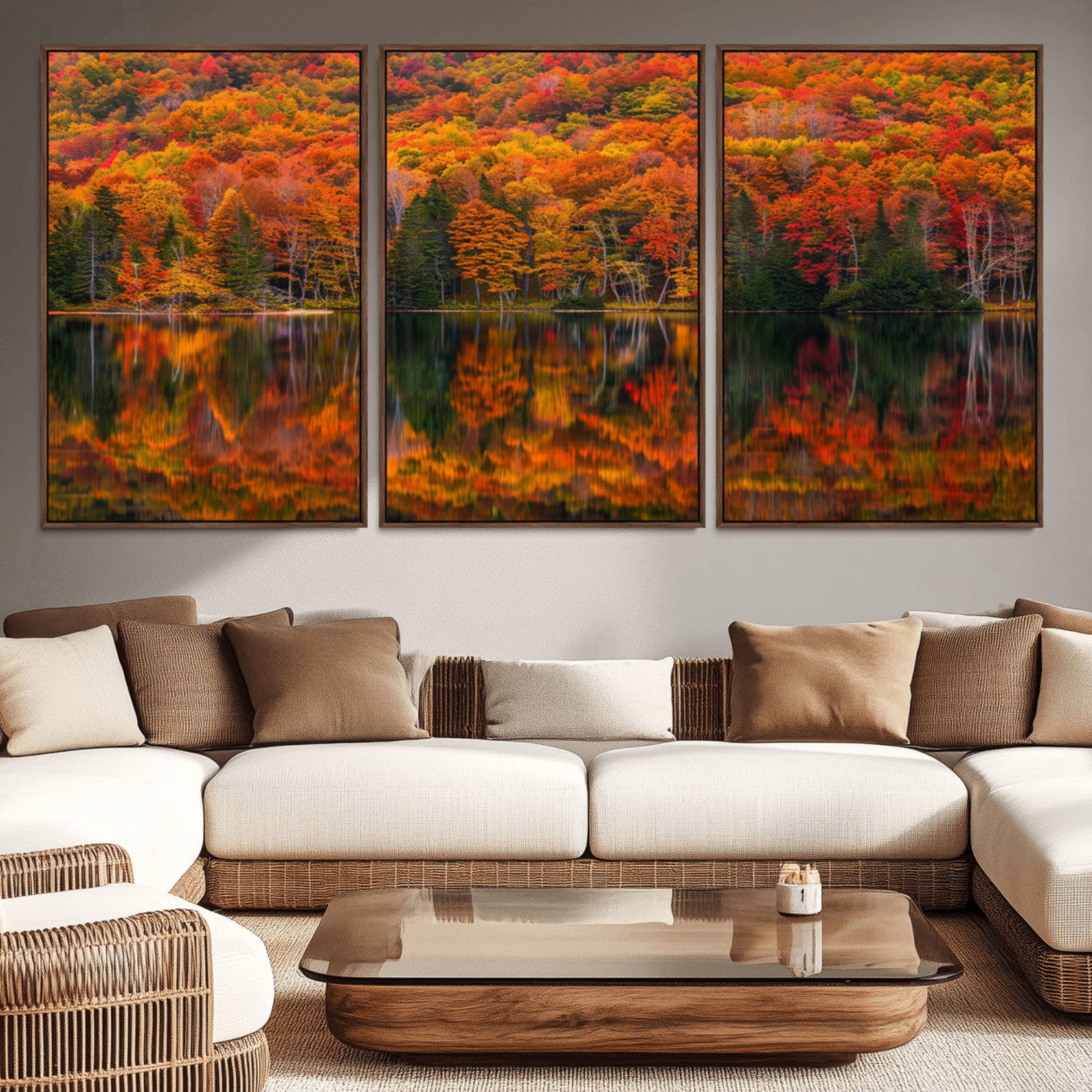 46246-MGV-CV-36X24-Fall Foliage Wall Art - Autumn Reflection Canvas Print, Stunning Fall Foliage Wall Art, Serene Lake