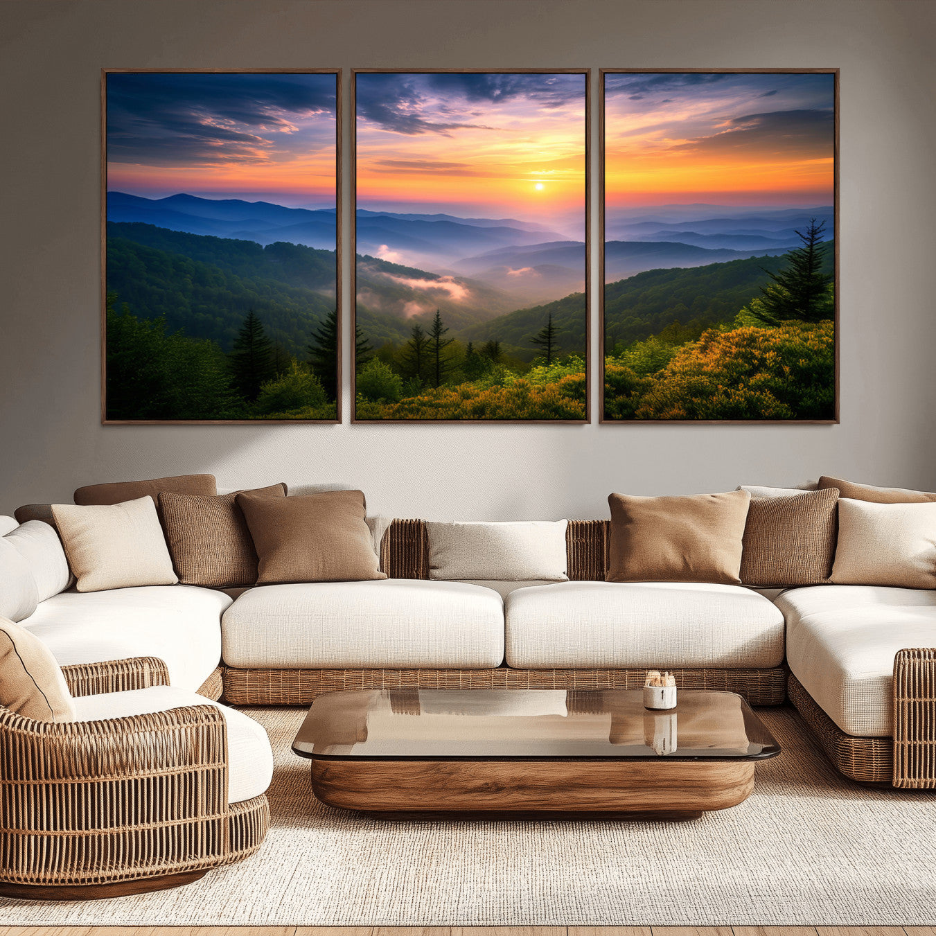 -Majestic Mountain Sunrise Print | Landscape Wall Art | Canvas Print Ready to Hang | Farmhouse Wall