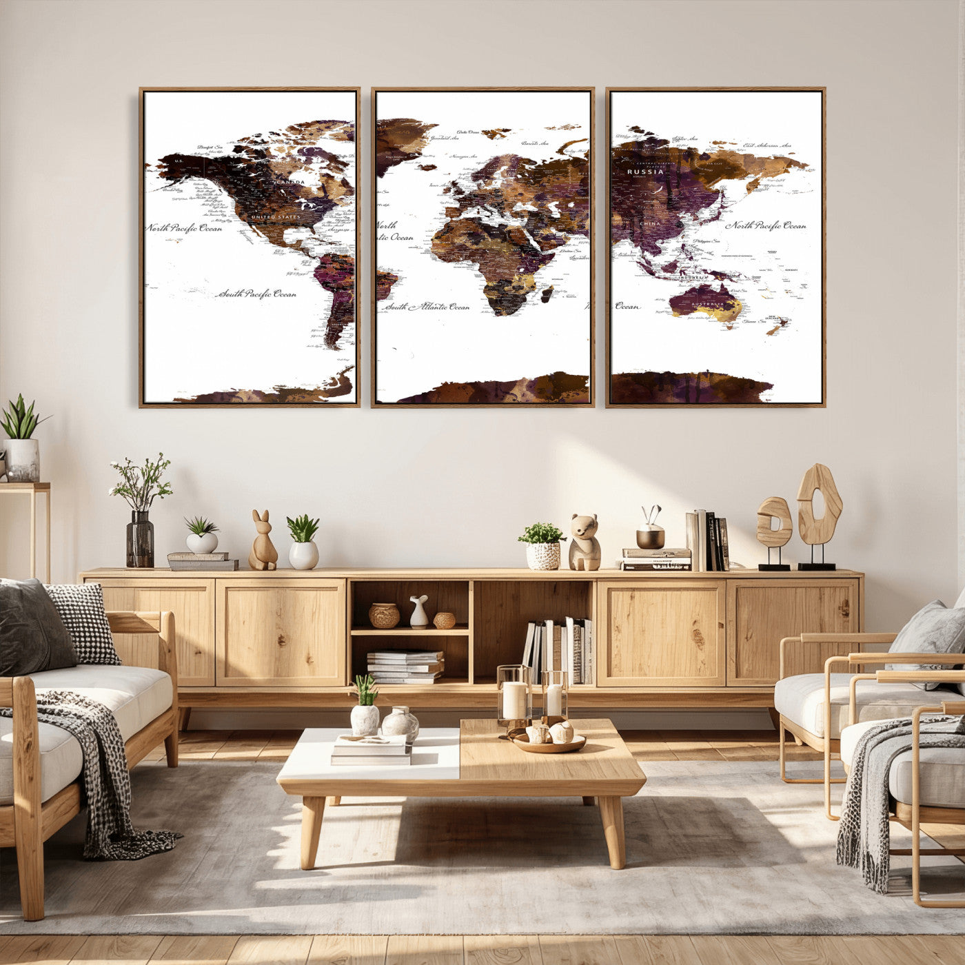50611-MGV-CV-36X24 - Push Pin World Map Canvas Print – Framed Wall Art for Couples to Track Their Travels – Anniversary