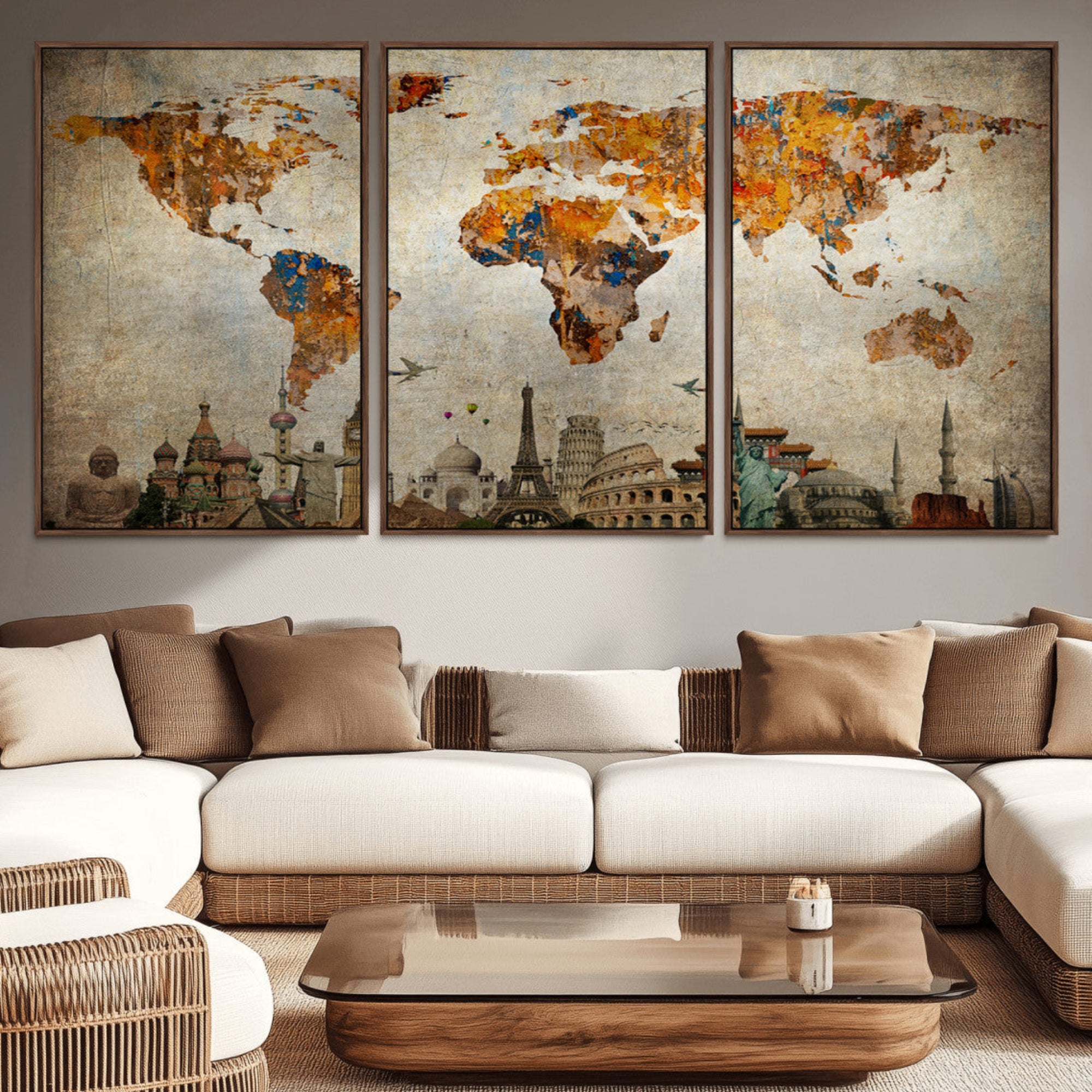 54918-MGV-CV-36X24-Push Pin World Map Canvas Print – Travel Tracker Wall Art for Couples, Perfect Anniversary Gift for Home or Office Decor