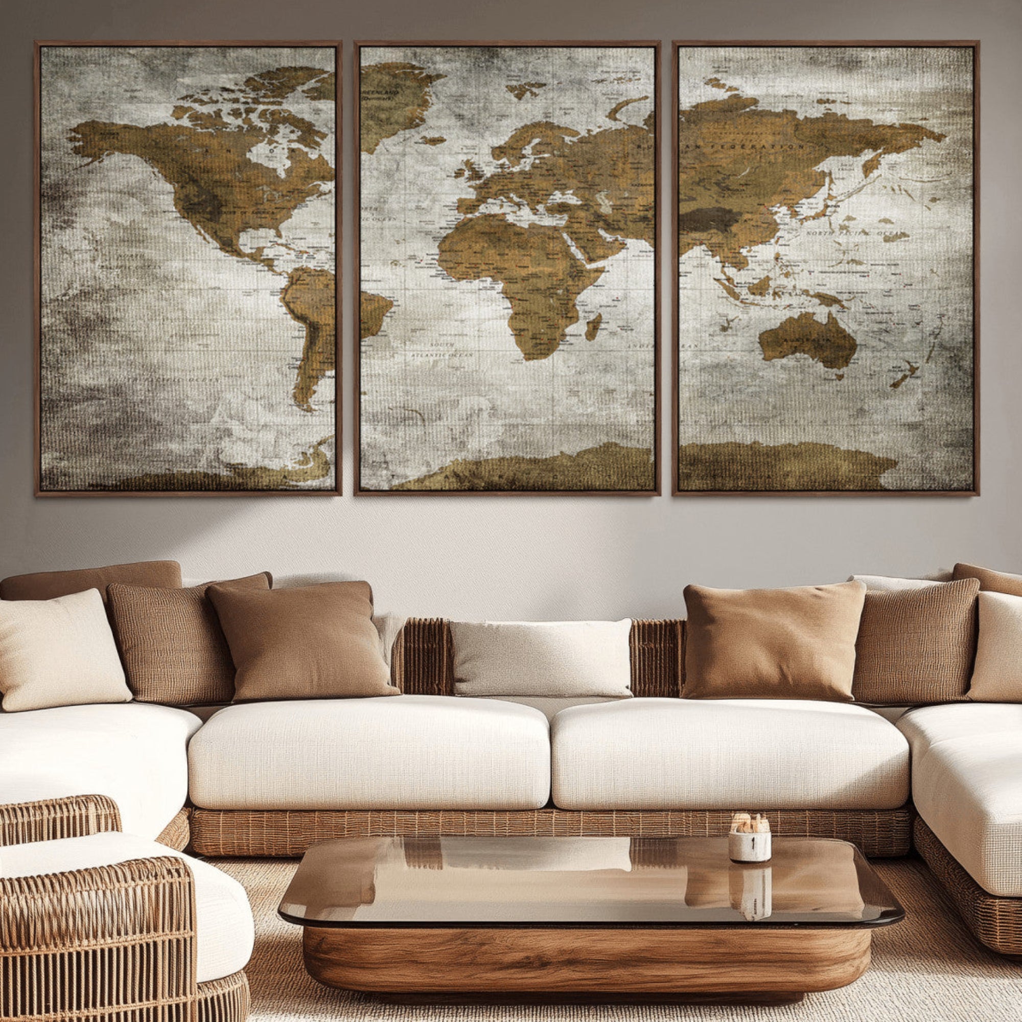 14838-MGV-CV-36X24-Push Pin World Map Canvas Print – Travel Tracker Wall Art for Couples, Perfect Anniversary Gift for Home or Office Decor