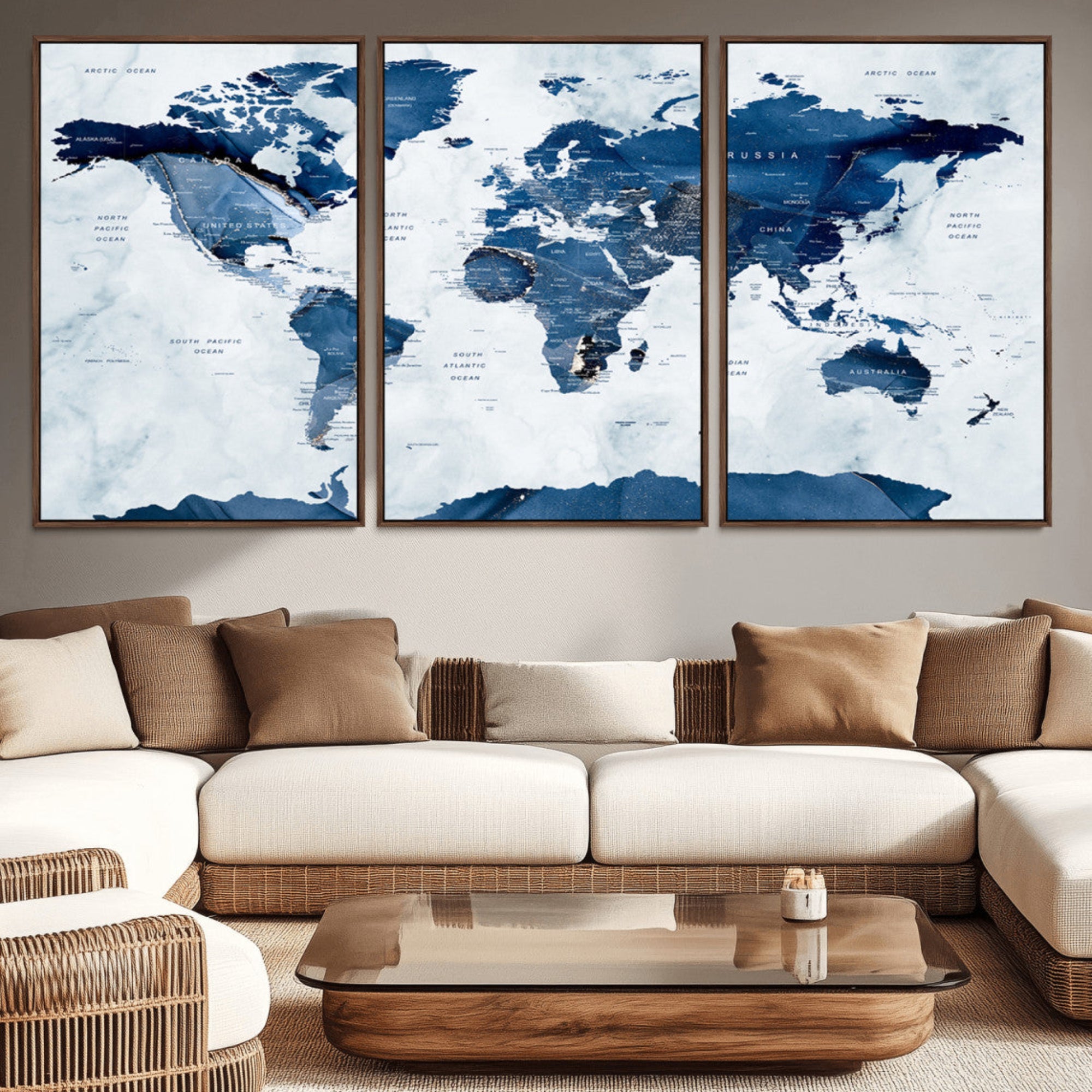 44436-MGV-CV-36X24-Push Pin World Map Canvas Print – Travel Tracker Wall Art for Couples, Perfect Anniversary Gift for Home or Office Decor