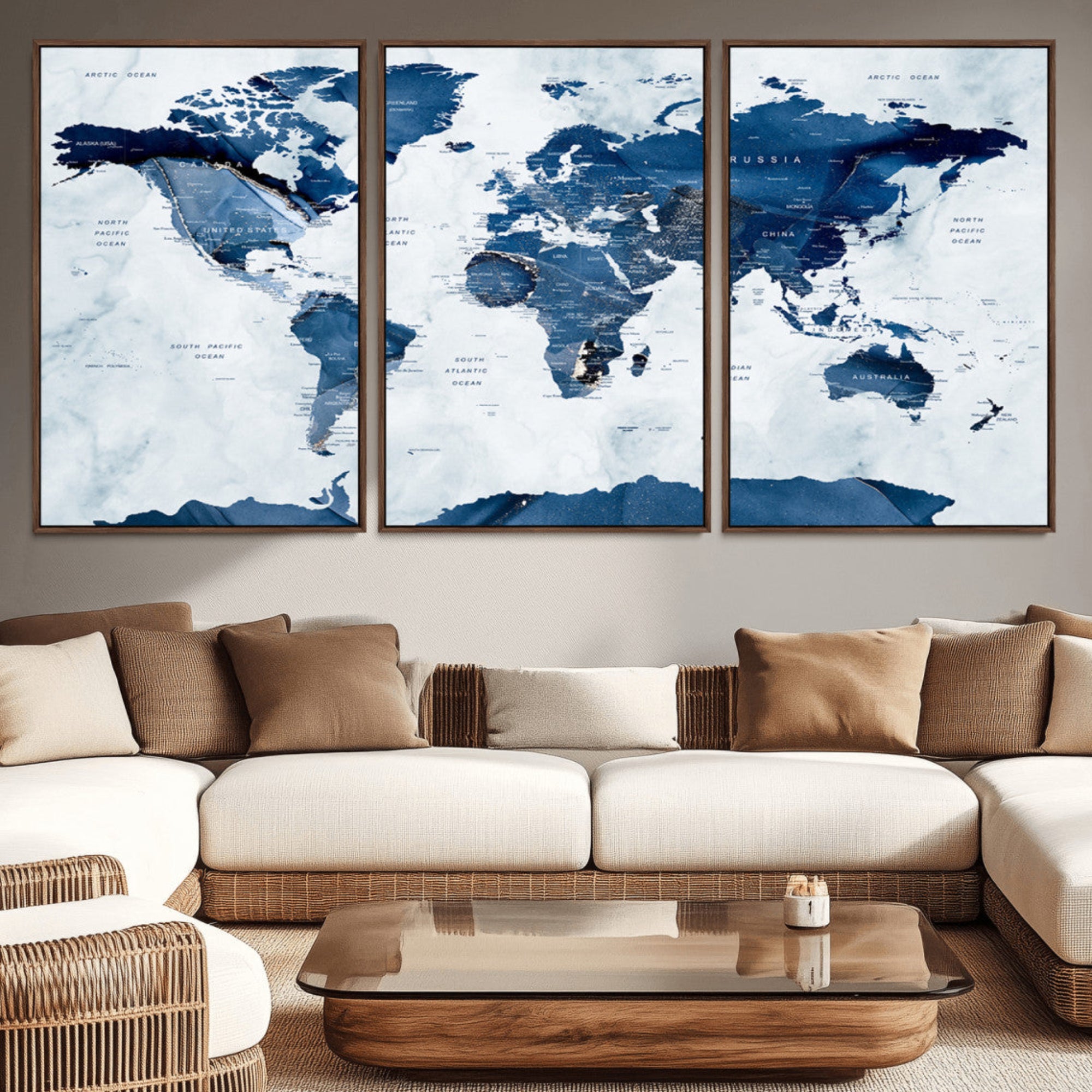 44436-MGV-CV-36X24-Push Pin World Map Canvas Print – Travel Tracker Wall Art for Couples, Perfect Anniversary Gift for Home or Office Decor