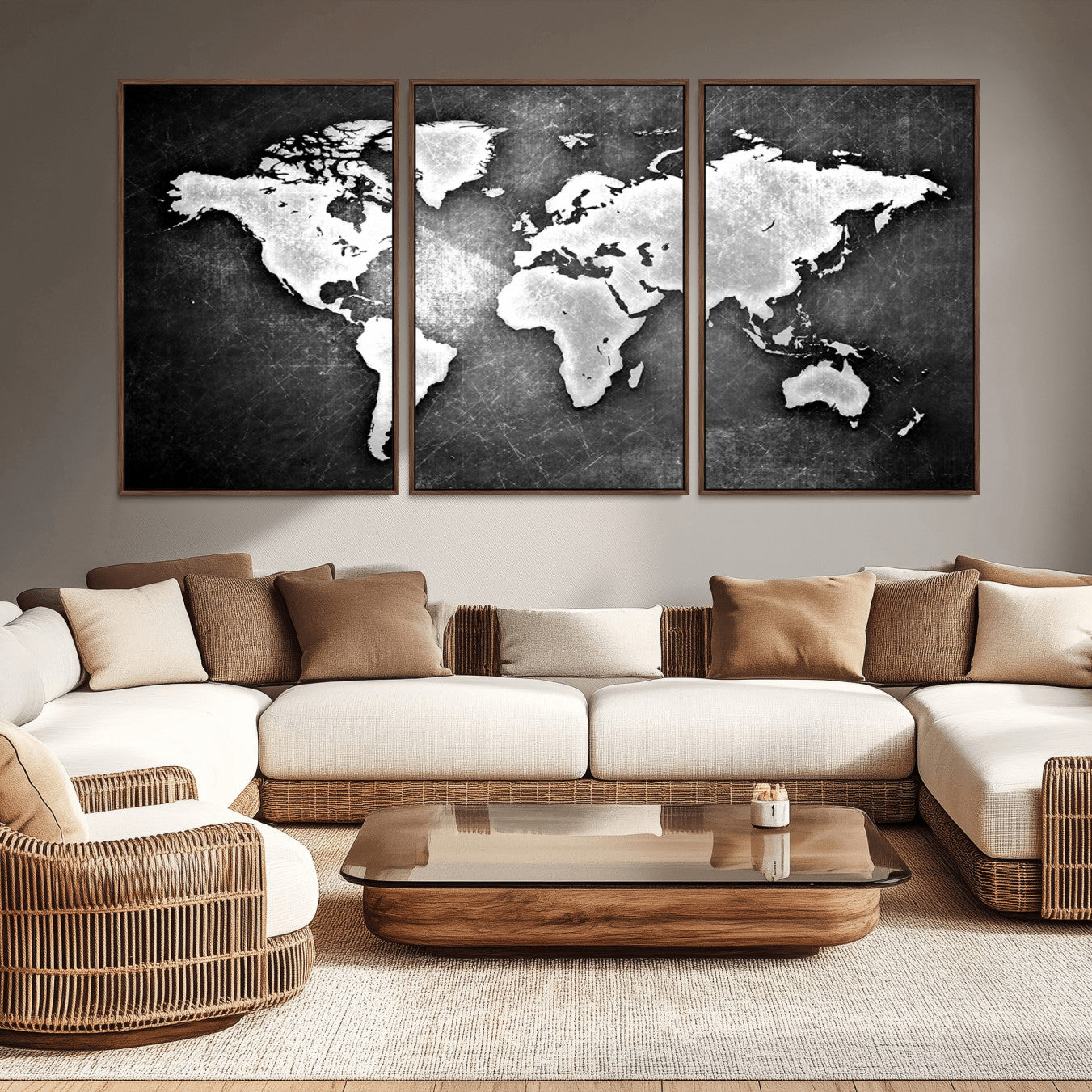 -Push Pin World Map Canvas Print – Travel Tracker Wall Art for Couples, Perfect Anniversary Gift for Home or Office Decor
