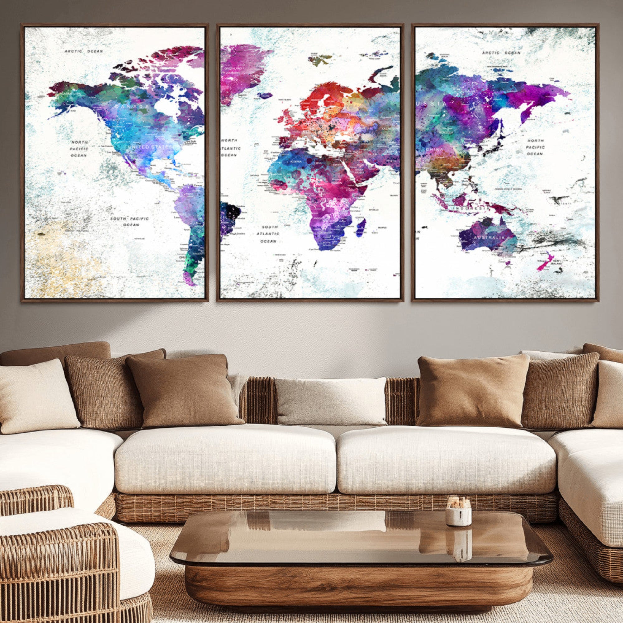 58447-MGV-CV-36X24-Push Pin World Map Canvas Print – Travel Tracker Wall Art for Couples, Perfect Anniversary Gift for Home or Office Decor