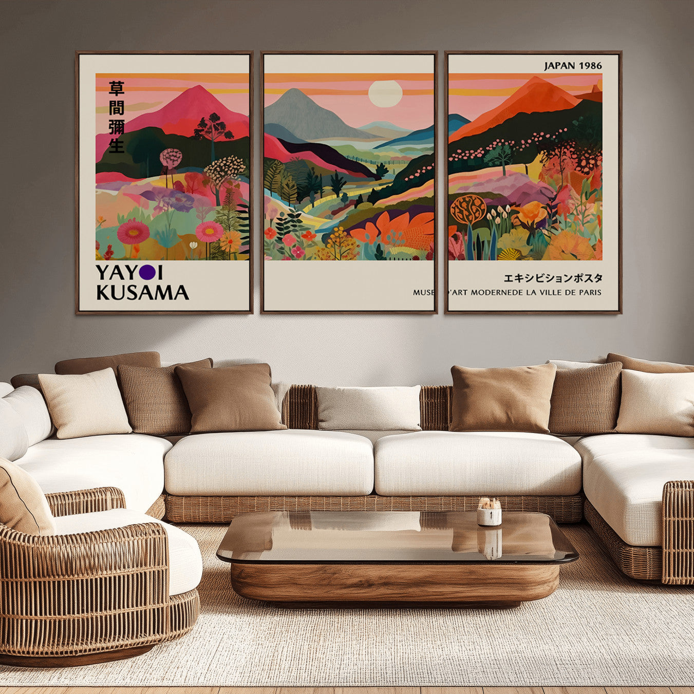 74839-MGV-CV-36X24-Yayoi 1986 Wall Art Print – Vibrant Sabi Sabi Japanese Abstract Design Contemporary Colorful Artwork for Home Office