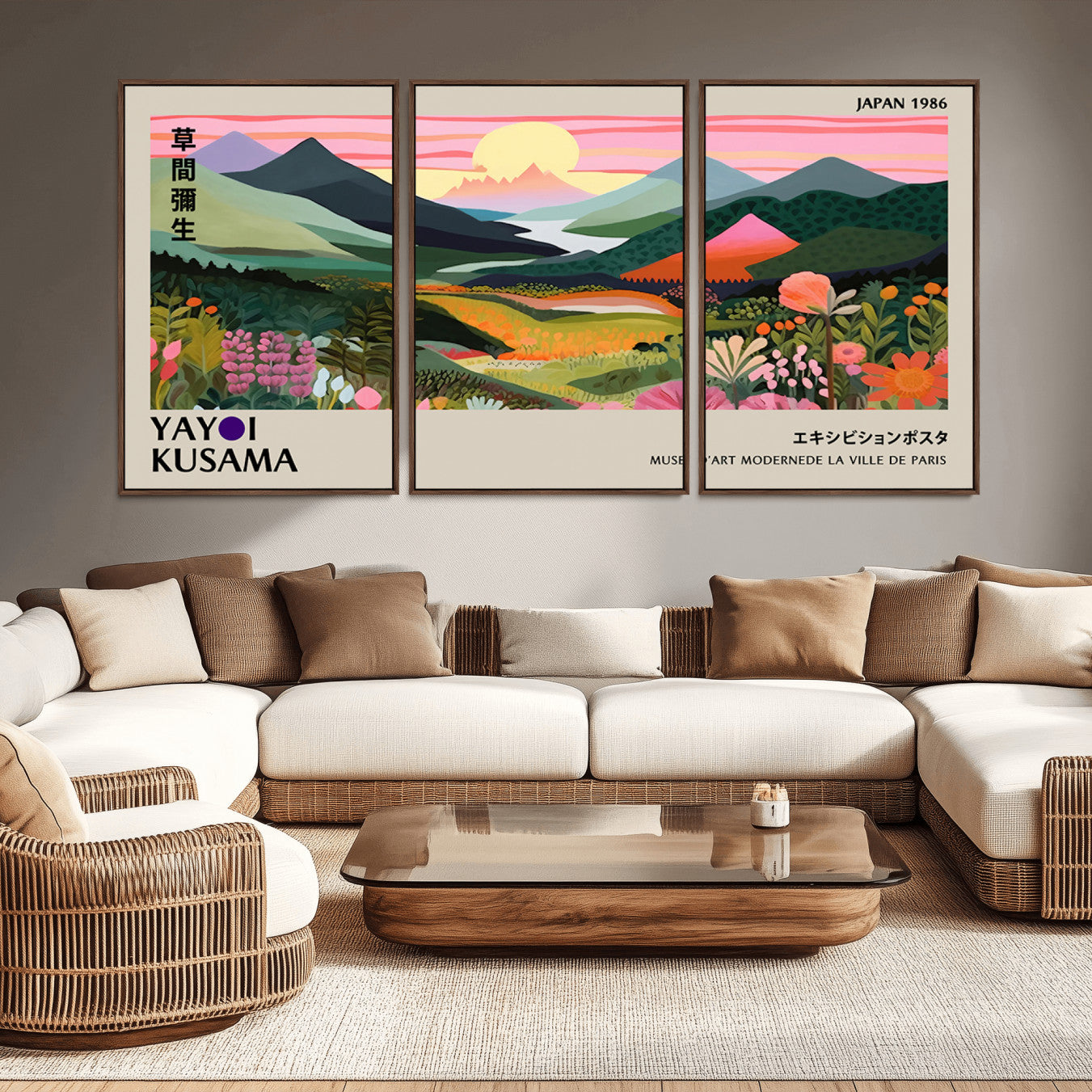 85192-MGV-CV-36X24-Yayoi Kusama 1986 Wall Art Print – Vibrant Abstract Japanese Wabi Sabi Design Modern Colorful Artwork for Home Office