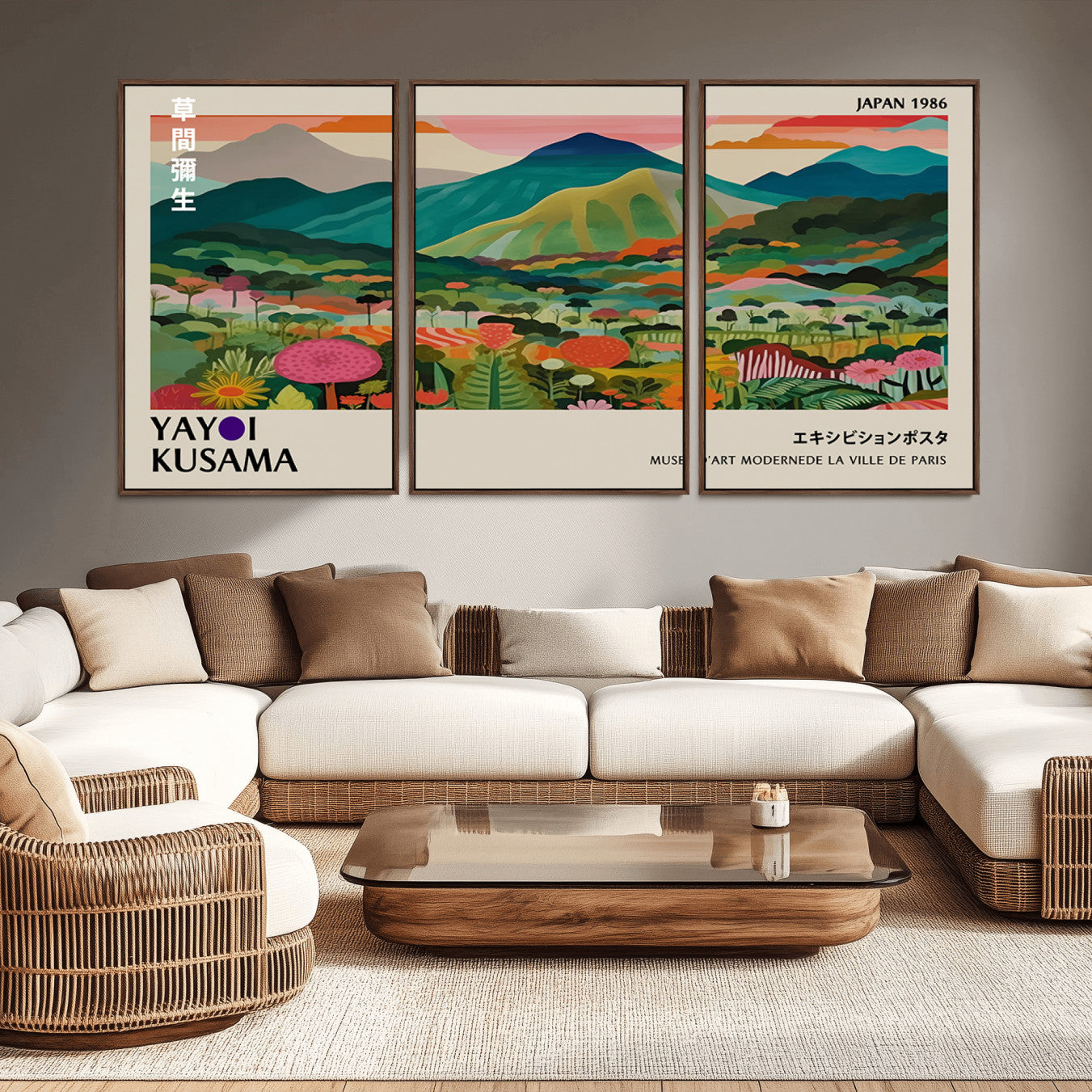 83384-MGV-CV-36X24-Yayoi Kusama Japan 1986 Canvas – Wabi Sabi Japanese Vibrant Abstract Wall Art Contemporary Canvas for Home, Office