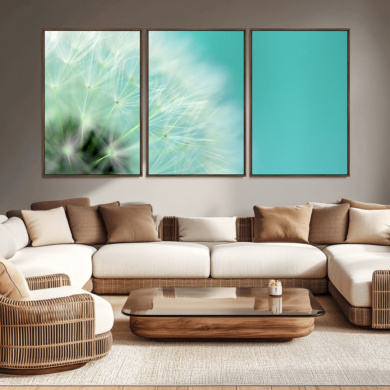 -DANDELION Flower Wall Art Canvas Print, Canvas Dandelion Floral Wall Art