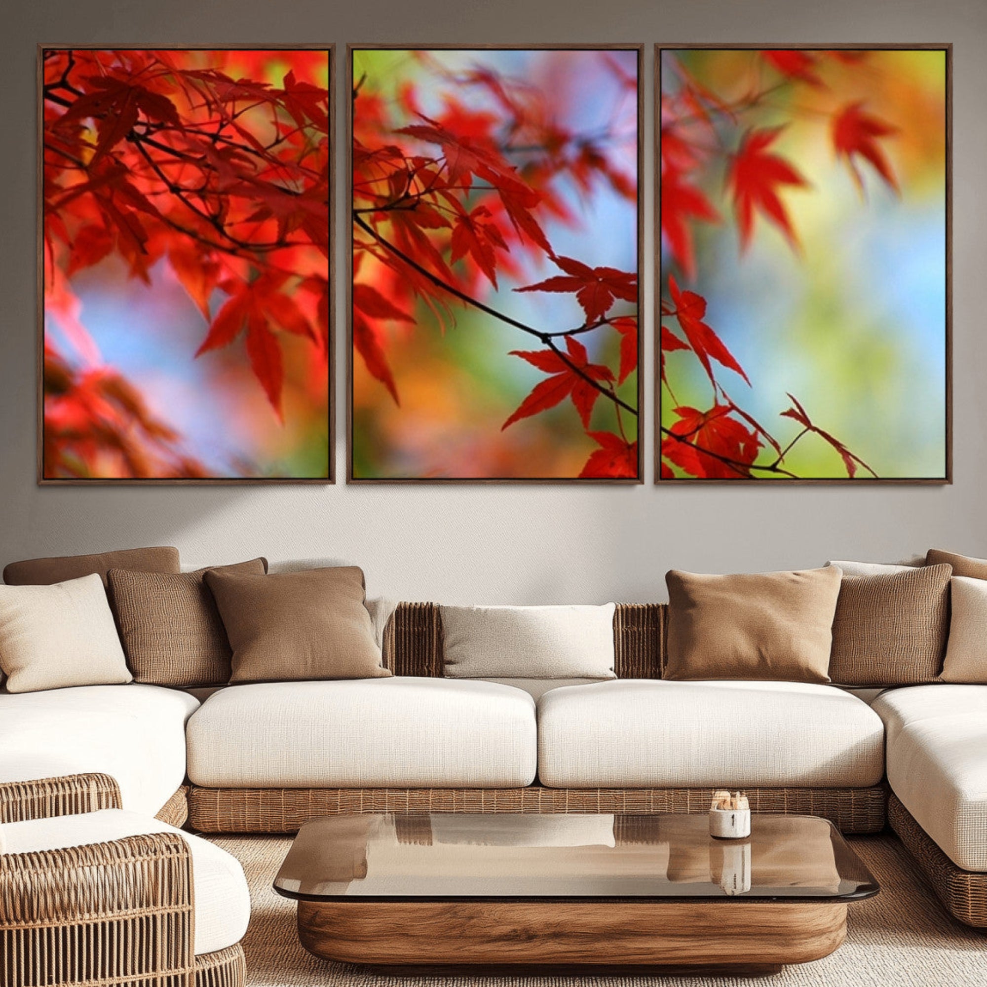 68946-MGV-CV-36X24-Red Leaves Autumn Forest Wall Art Canvas, Red Leaves Autumn Forest Canvas Print